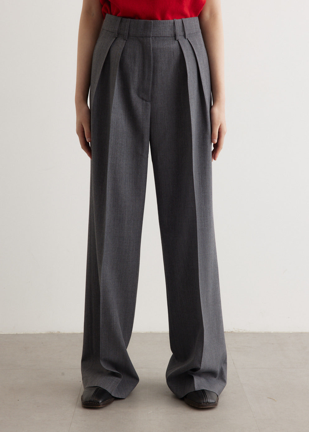 Wide Leg Double Pleated Trousers