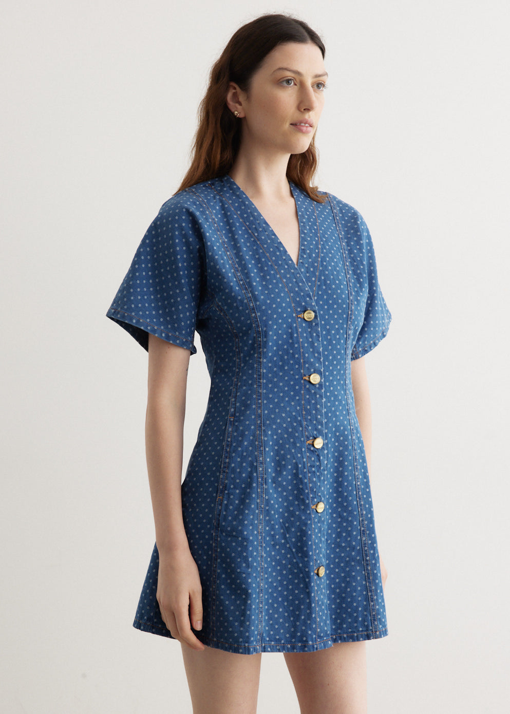 Light Jacquard Denim Mini Dress