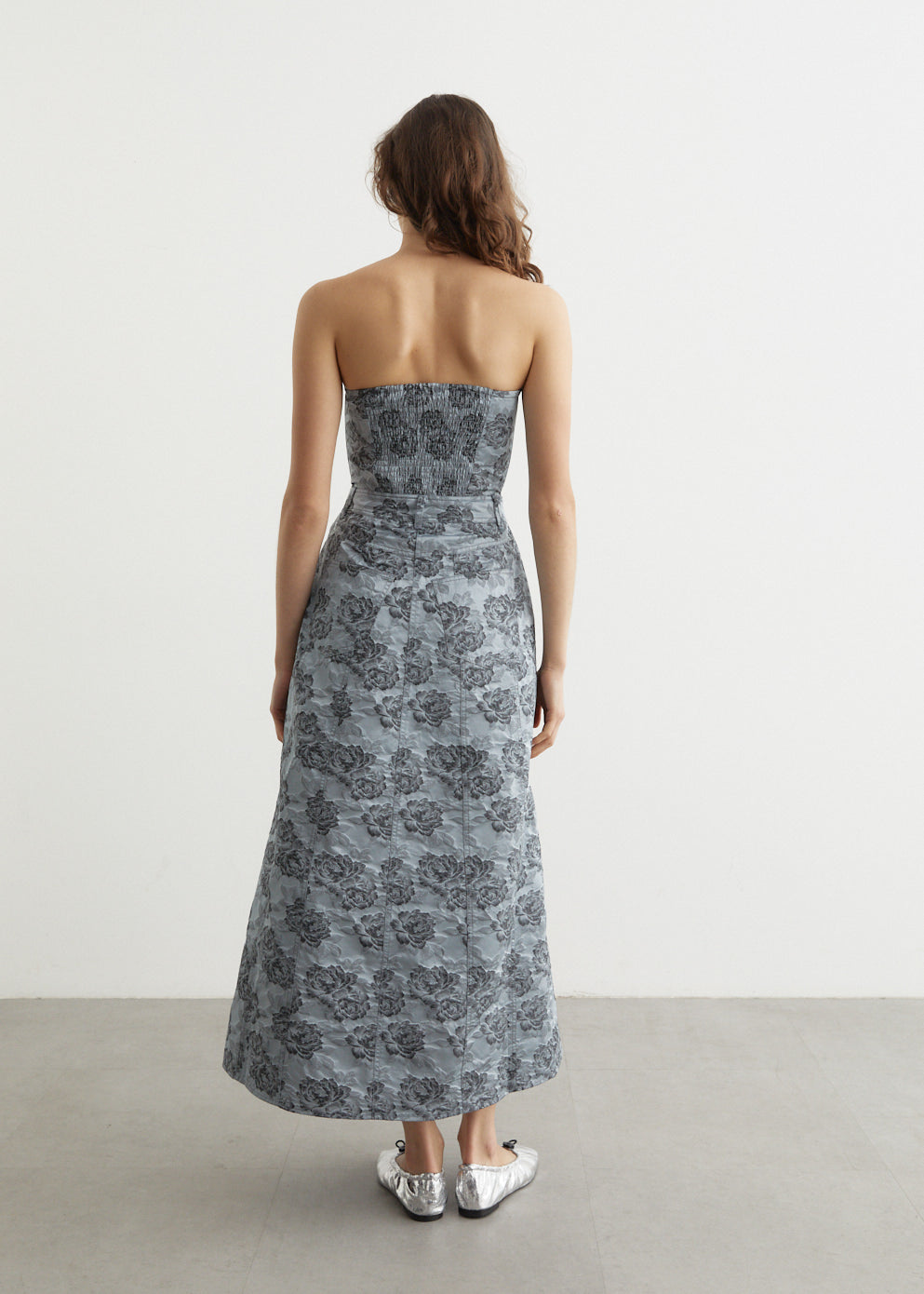 Botanical Jacquard Long Corsage Dress