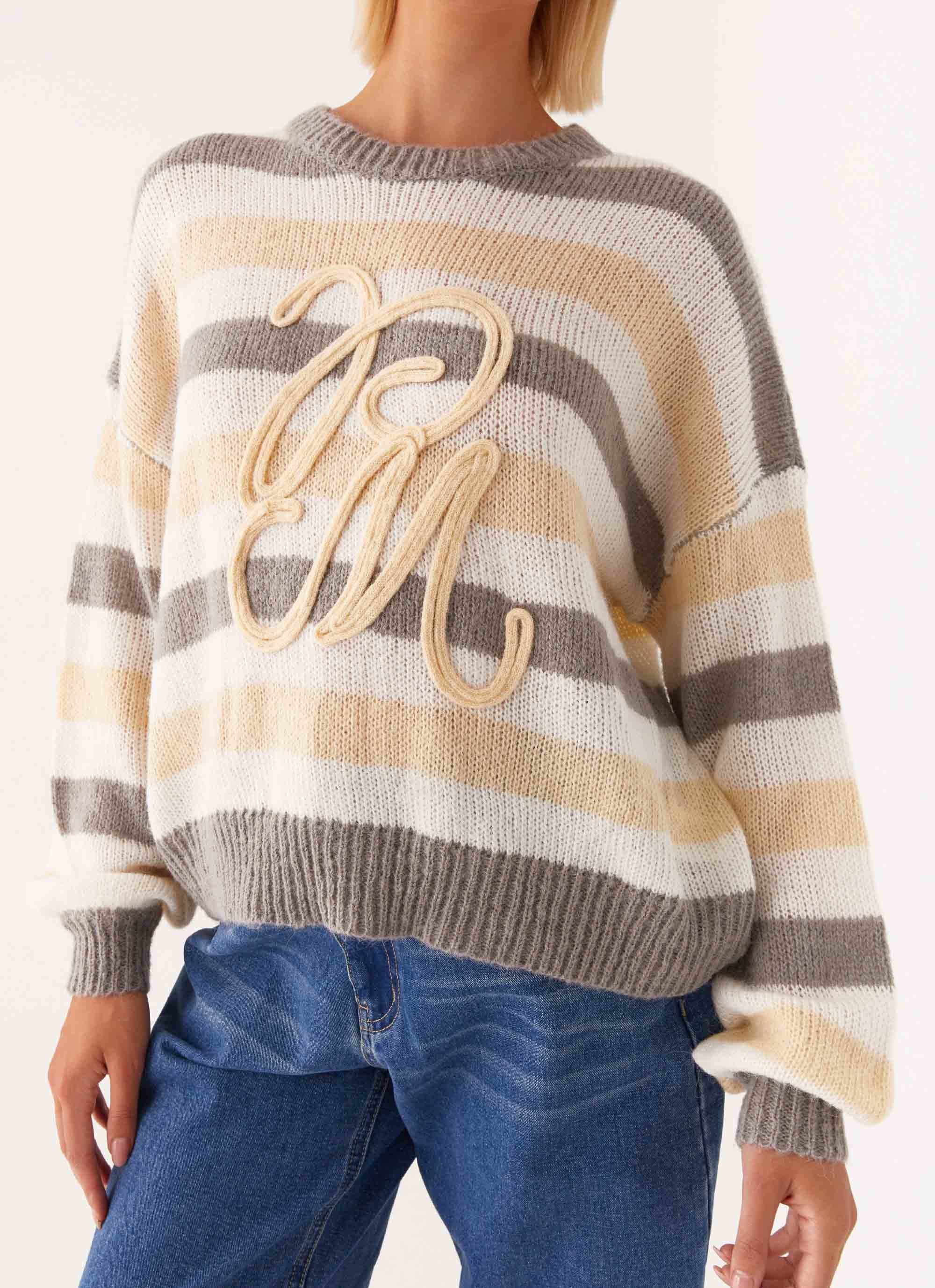 Main Character Oversized Knit Sweater - Stripe