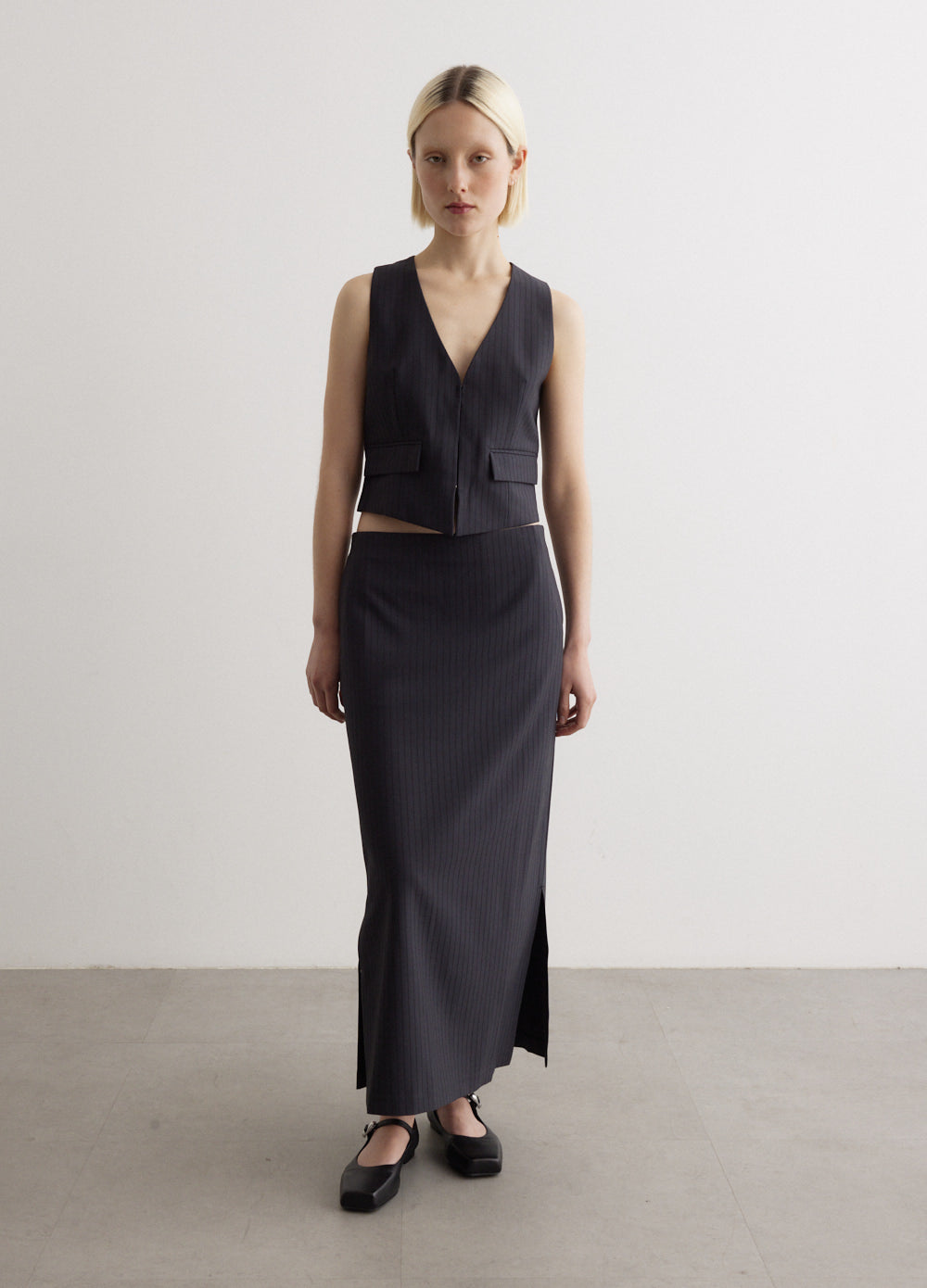 Angel Satin Pinstripe Skirt