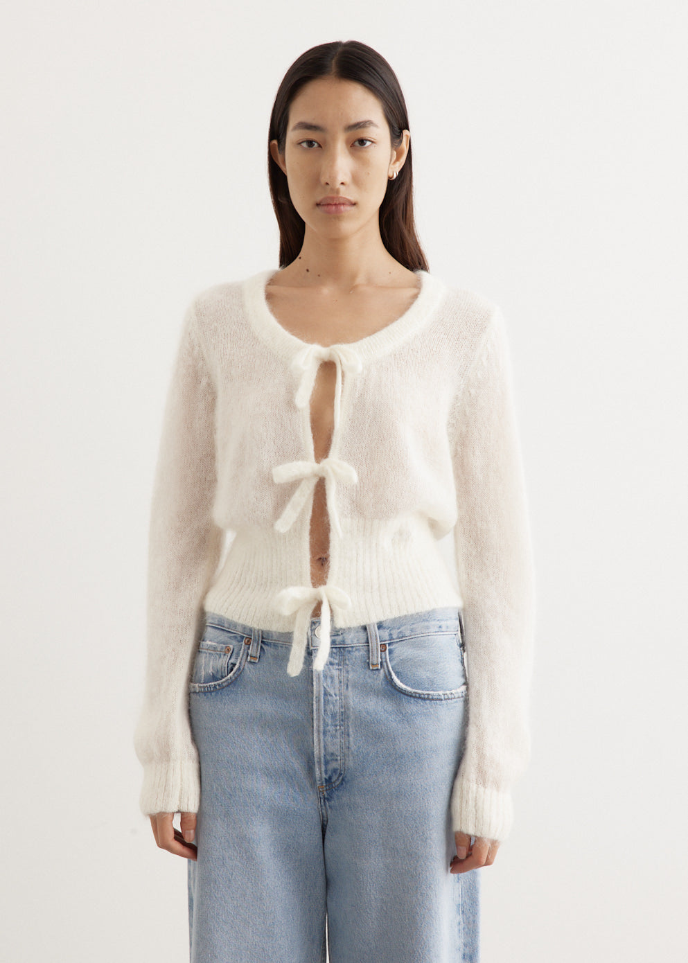 Light Mohair Tie String Cardigan