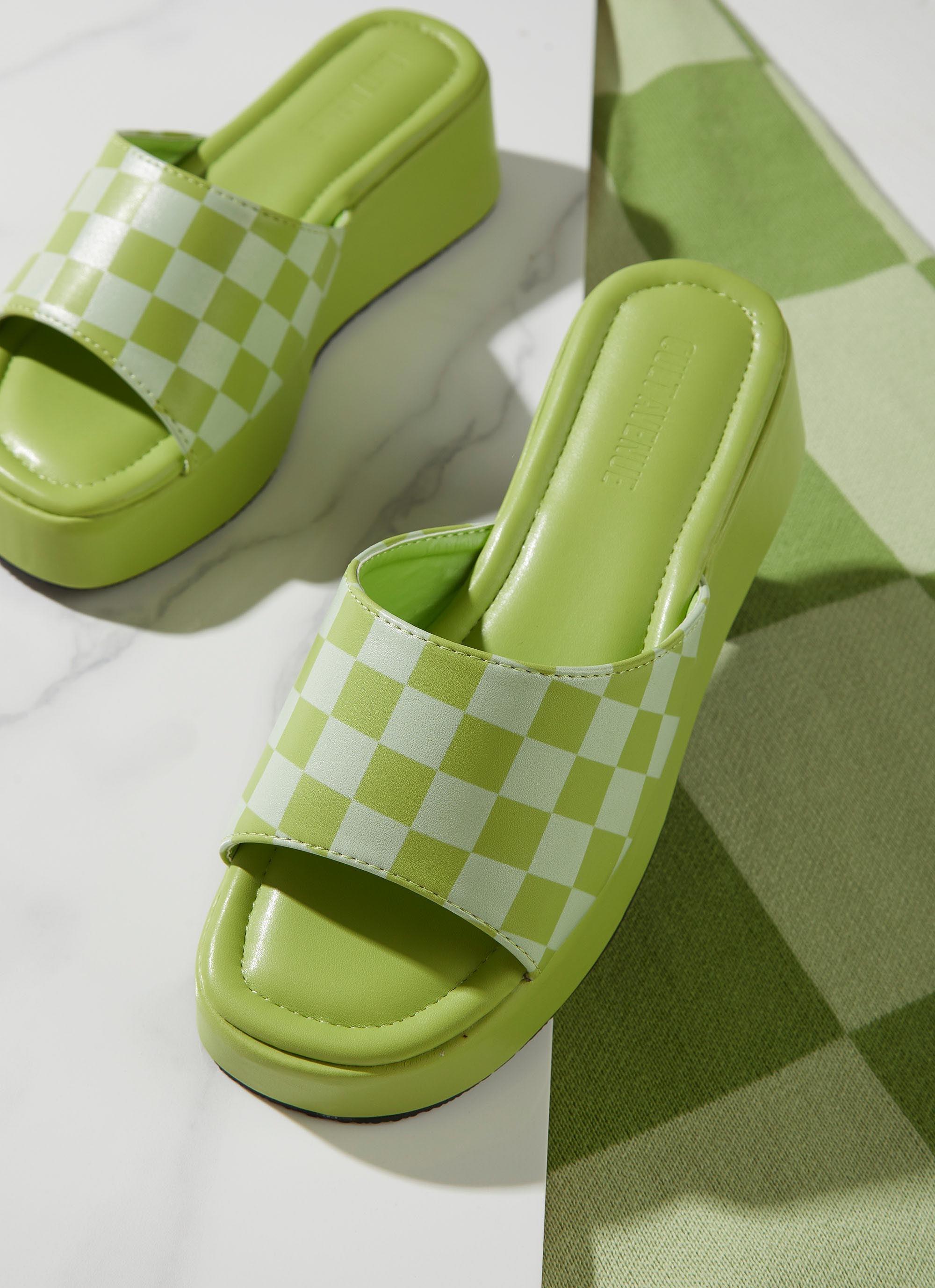Kimora Mule - Lime Checkerboard