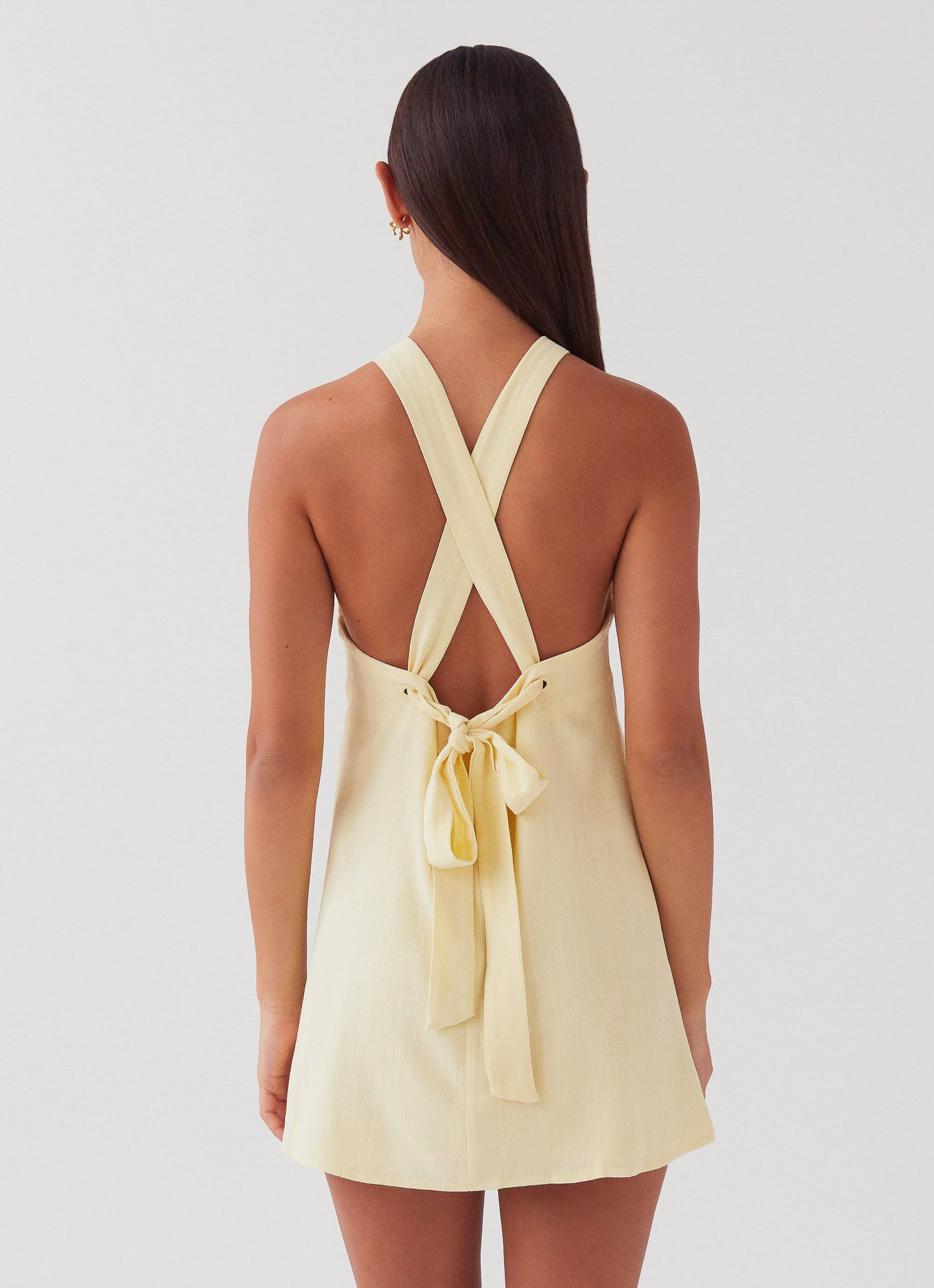 Keira Linen Mini Dress - Lemon