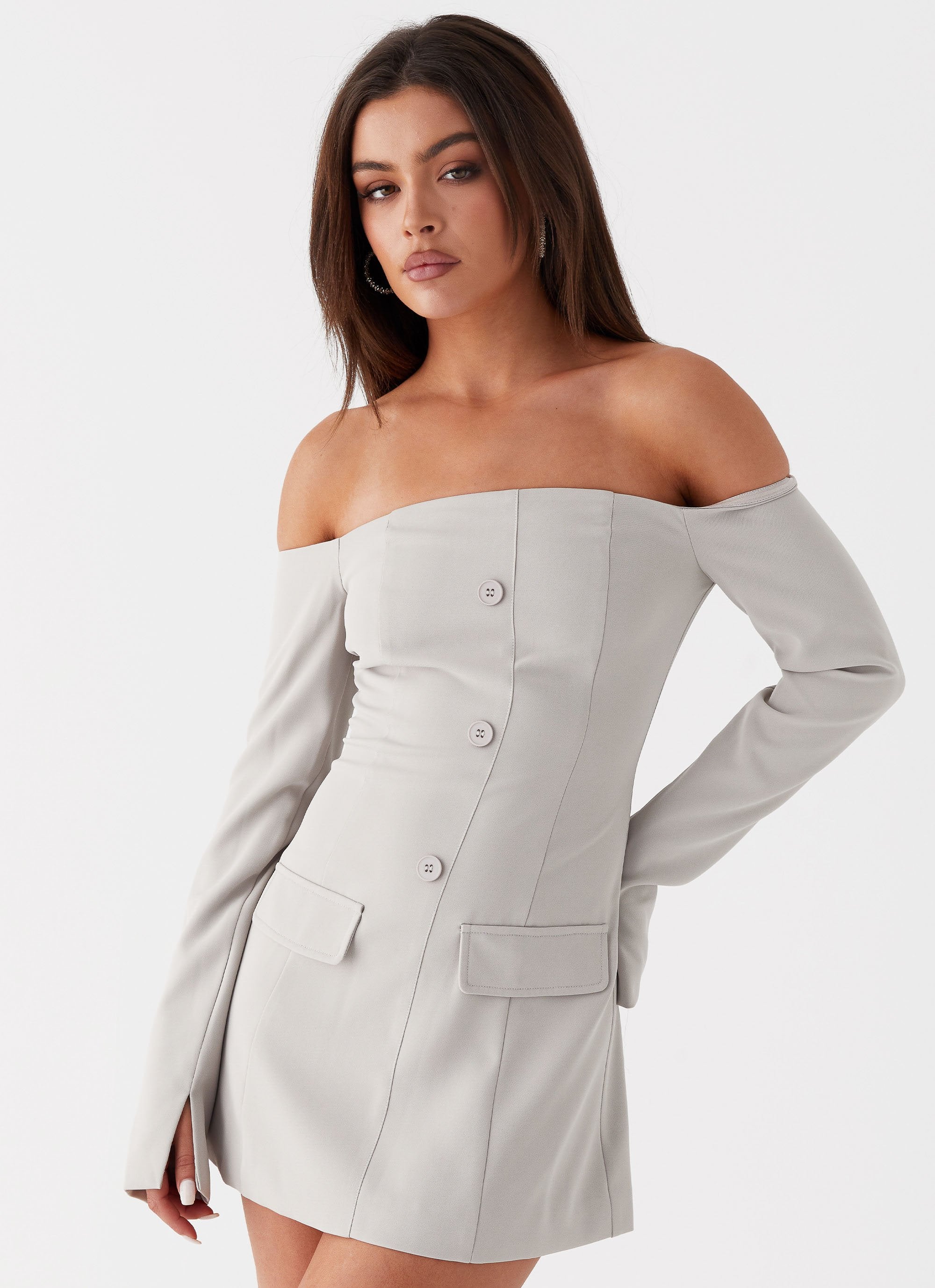 Dominique Blazer Mini Dress - Grey