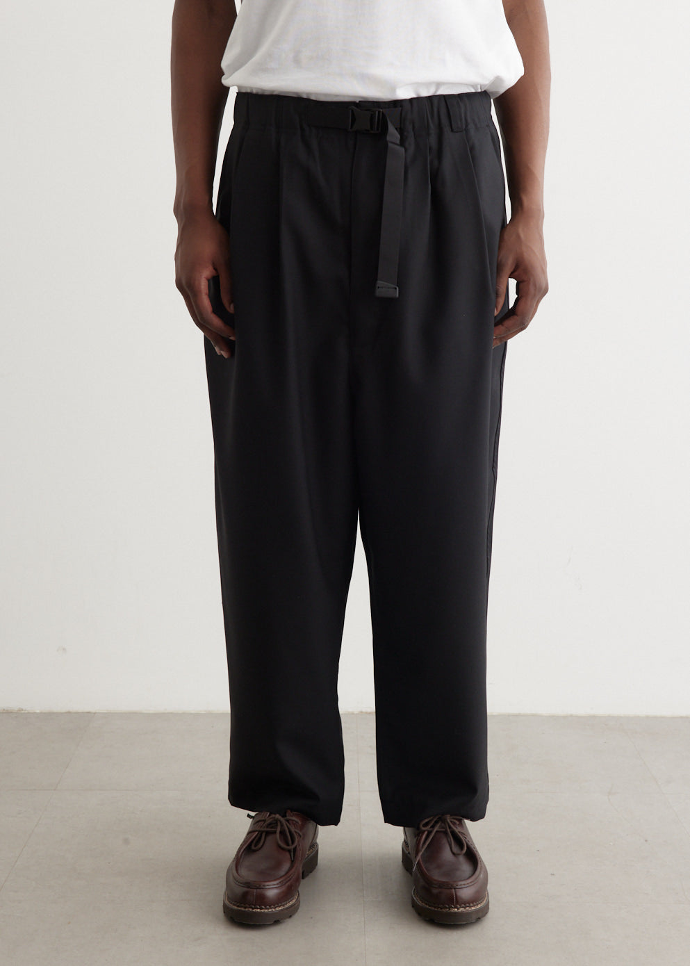 Wool Serge Belted Trousers