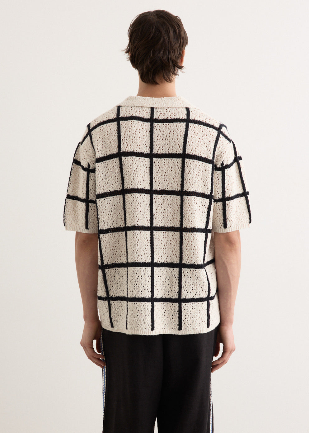 Crochet Check Open Placket Polo