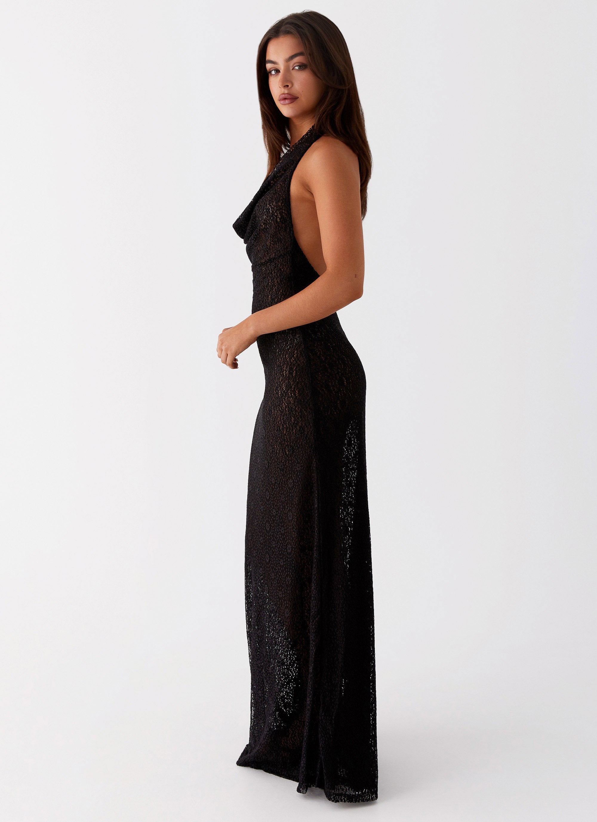 Tempest Cowl Neck Maxi Dress - Black