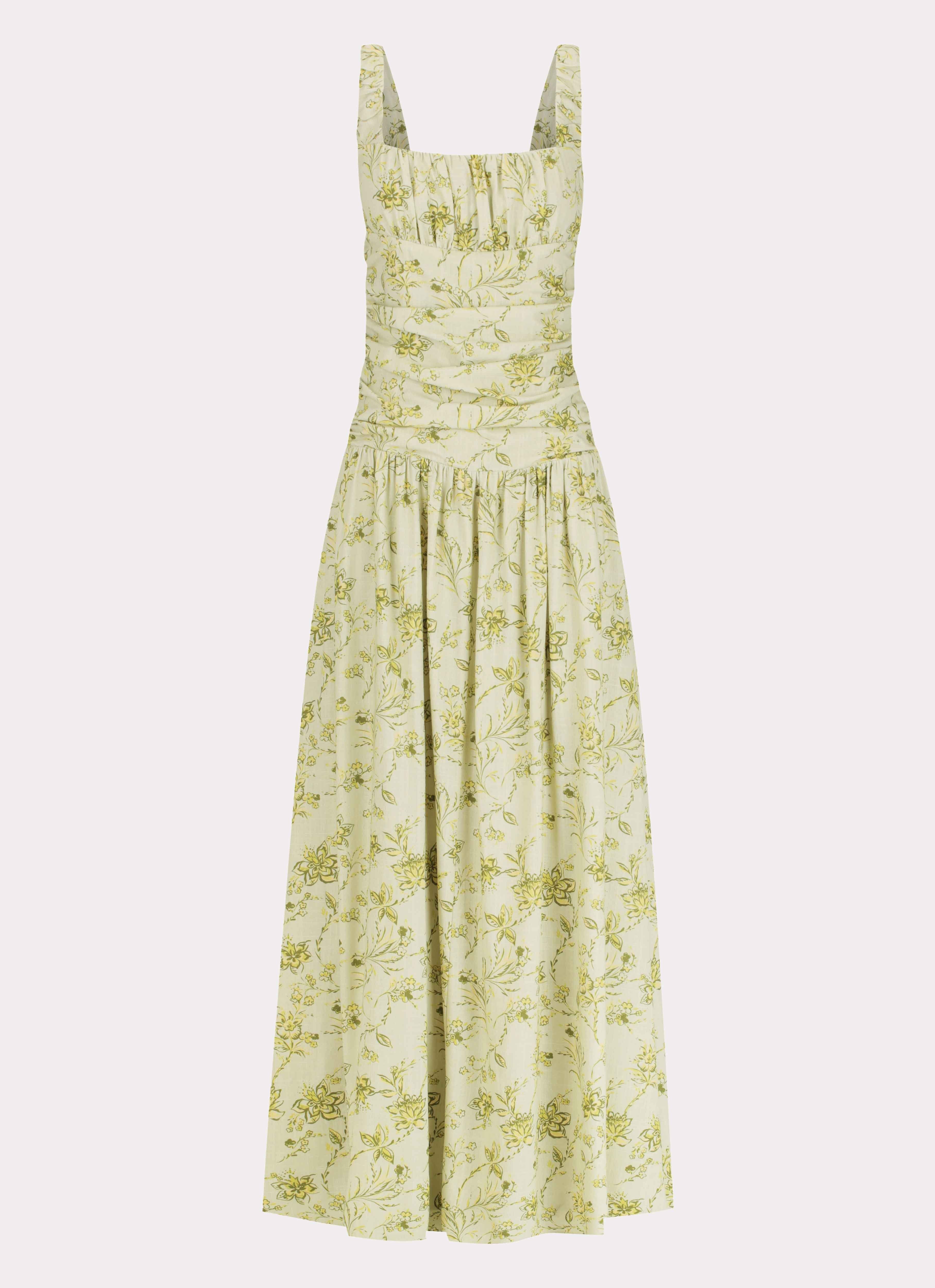 Zinna Linen Maxi Dress - Sage Floral