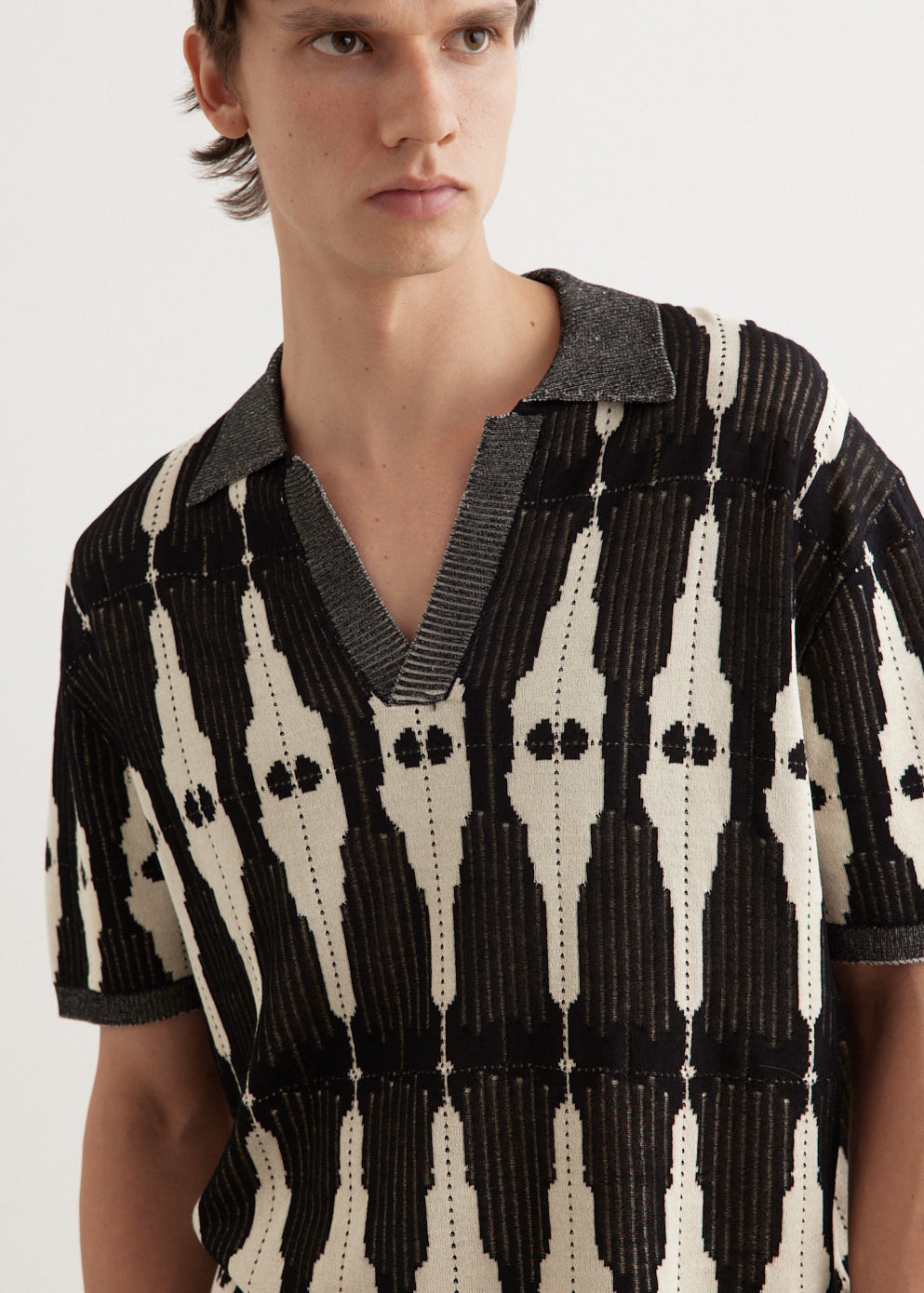 Ritual Jacquard Knit Open Placket Polo