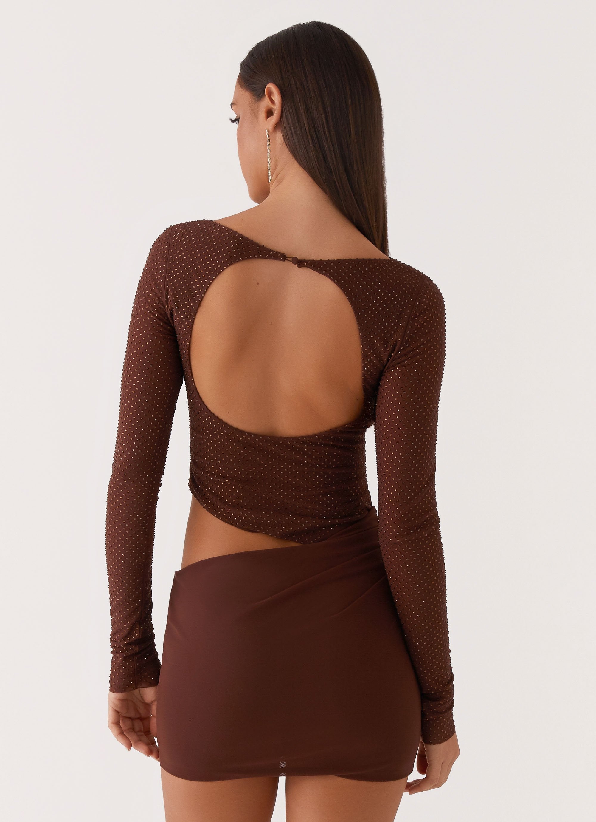 Catch The Night Sequin Mini Dress - Chocolate