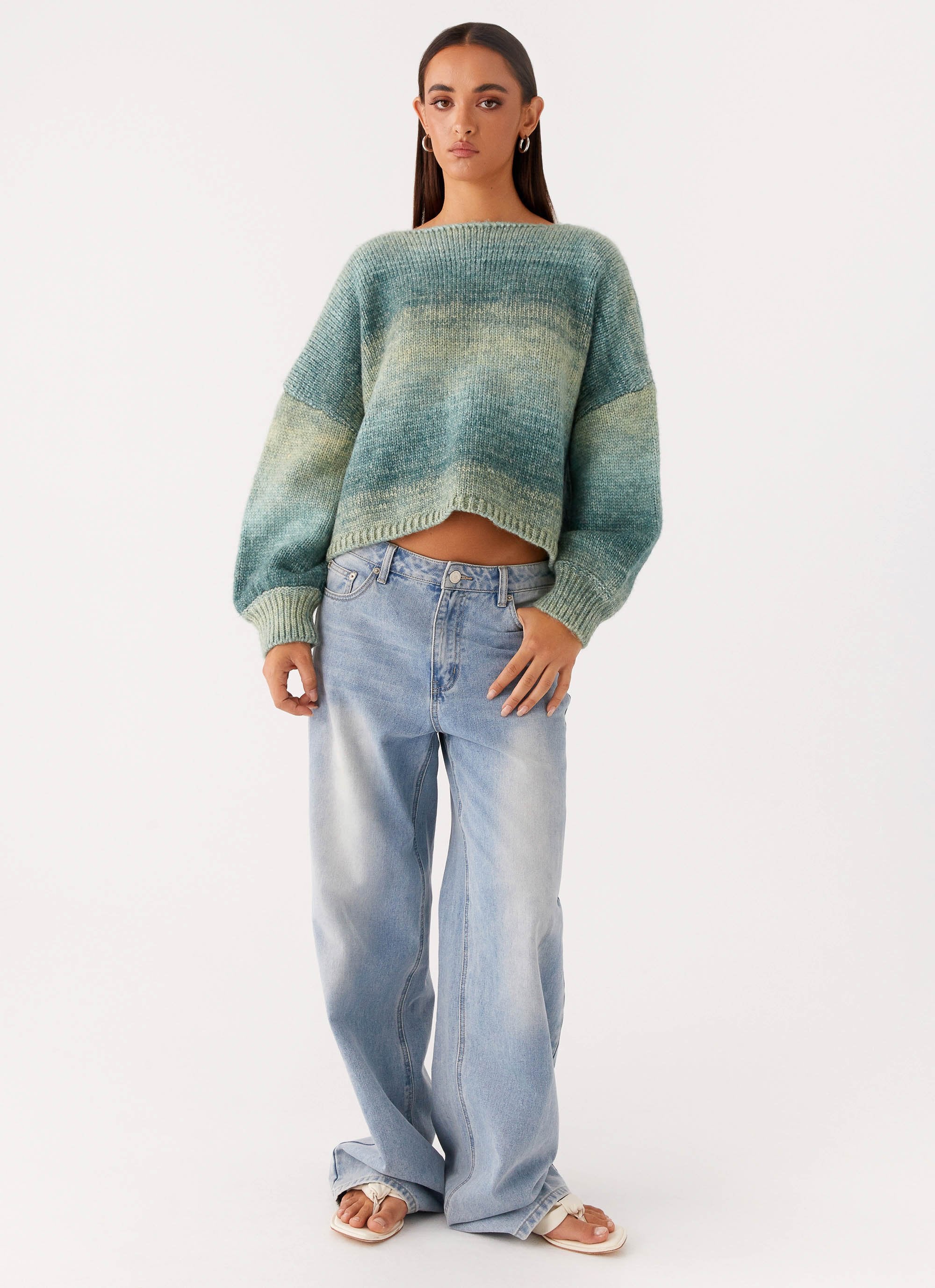 Lynne Oversized Jumper - Green Ombre