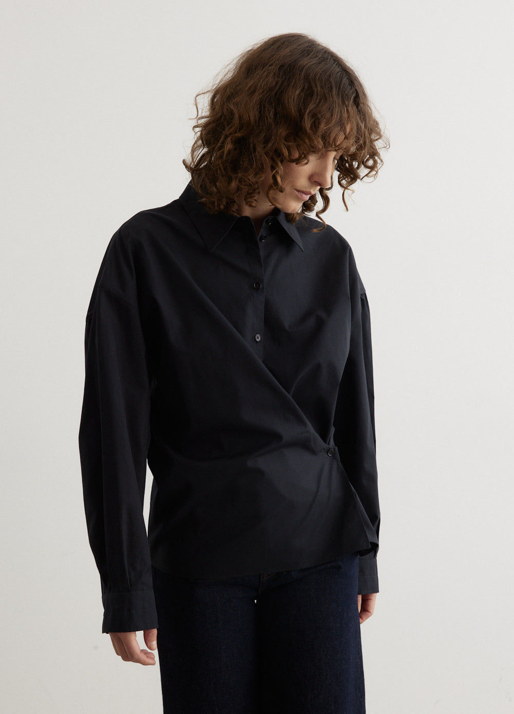 Straight Collar Twisted Shirt