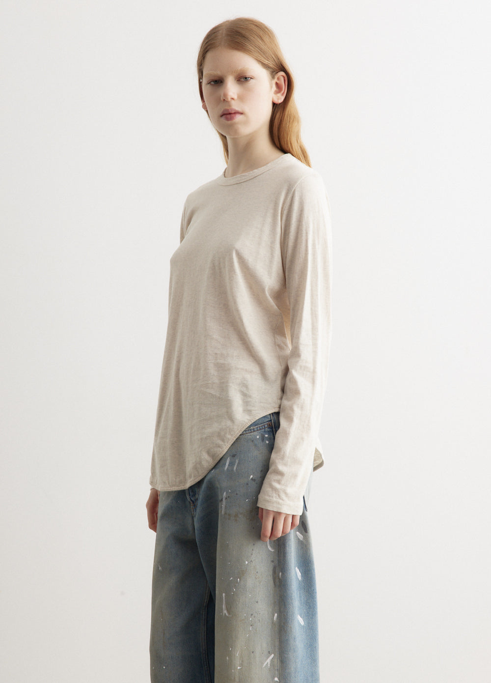 Regular Scoop Hem Long Sleeve T-Shirt