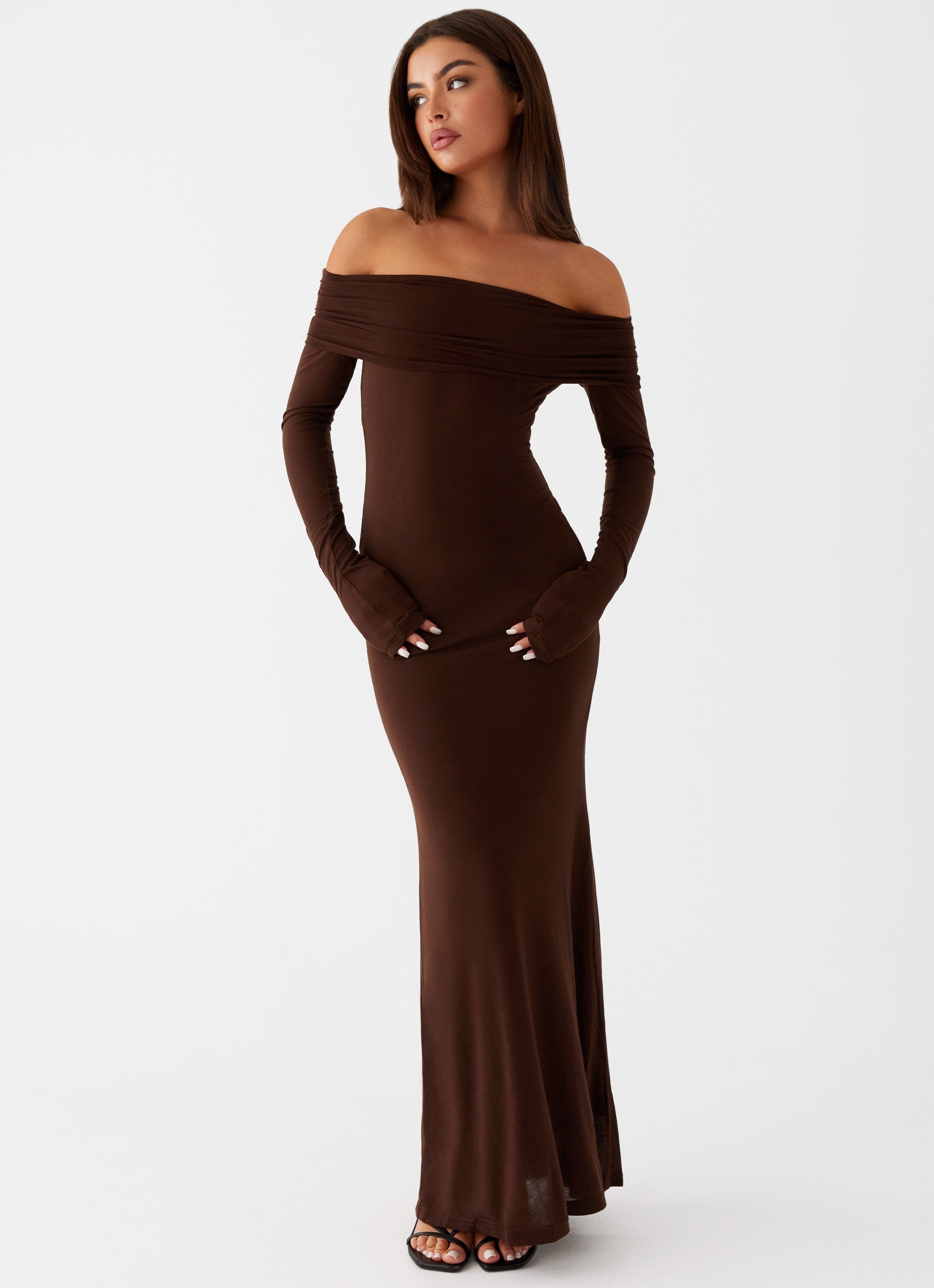 Cocoa Long Sleeve Maxi Dress - Chocolate