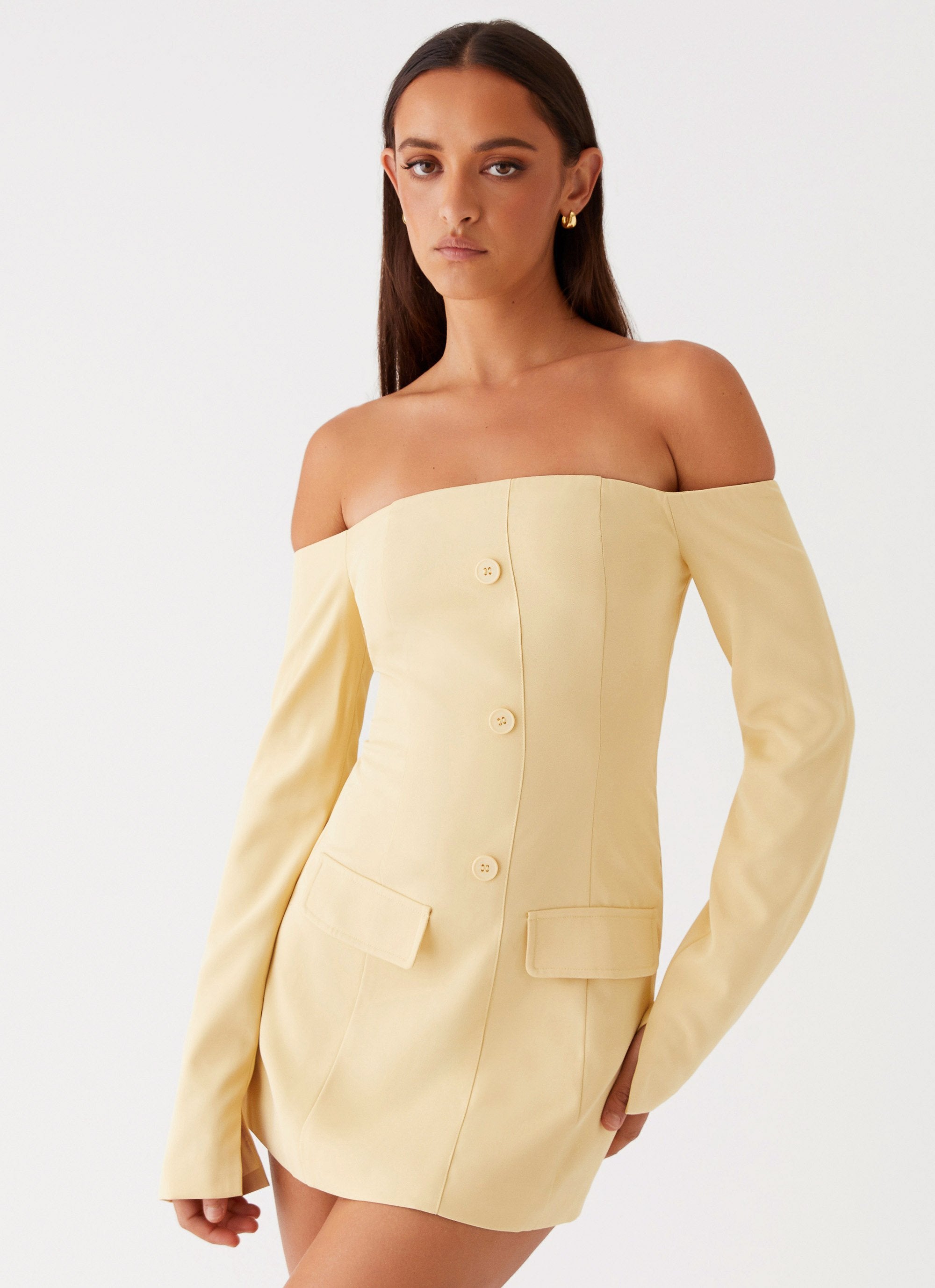 Dominique Blazer Mini Dress - Yellow