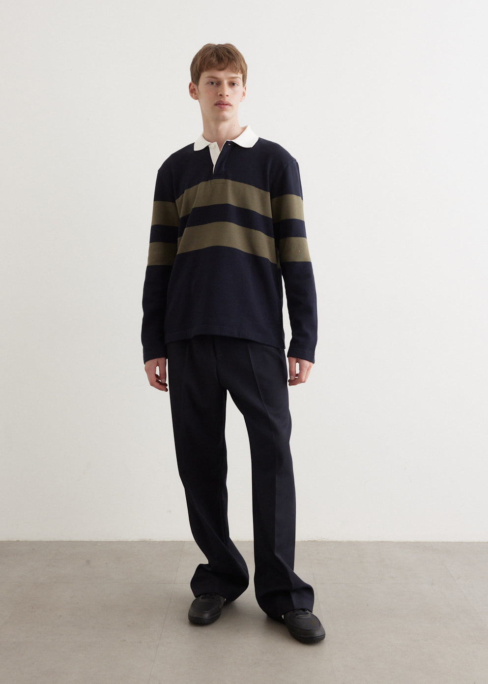 Ruben Brushed Stripe Long Sleeve Polo