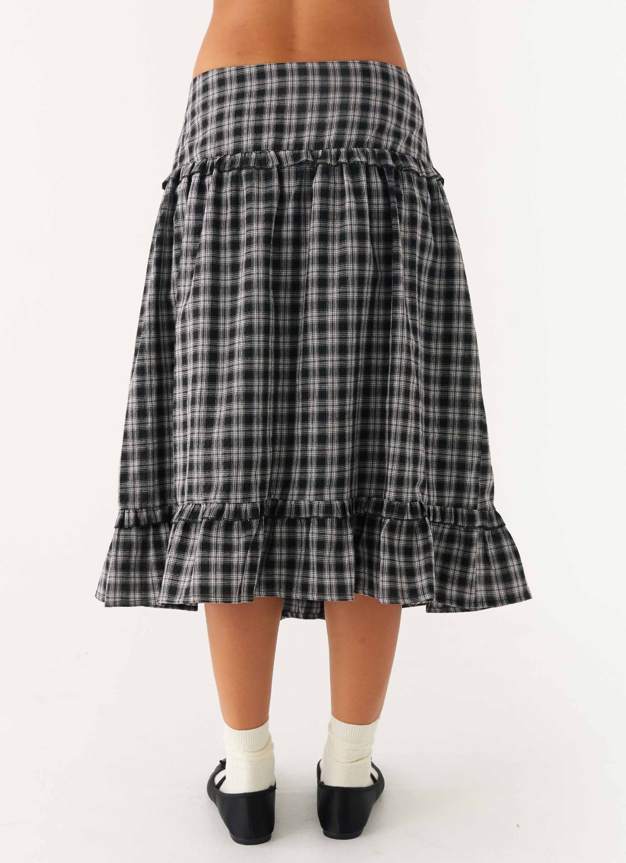 Laura Midi Skirt - White Black Check