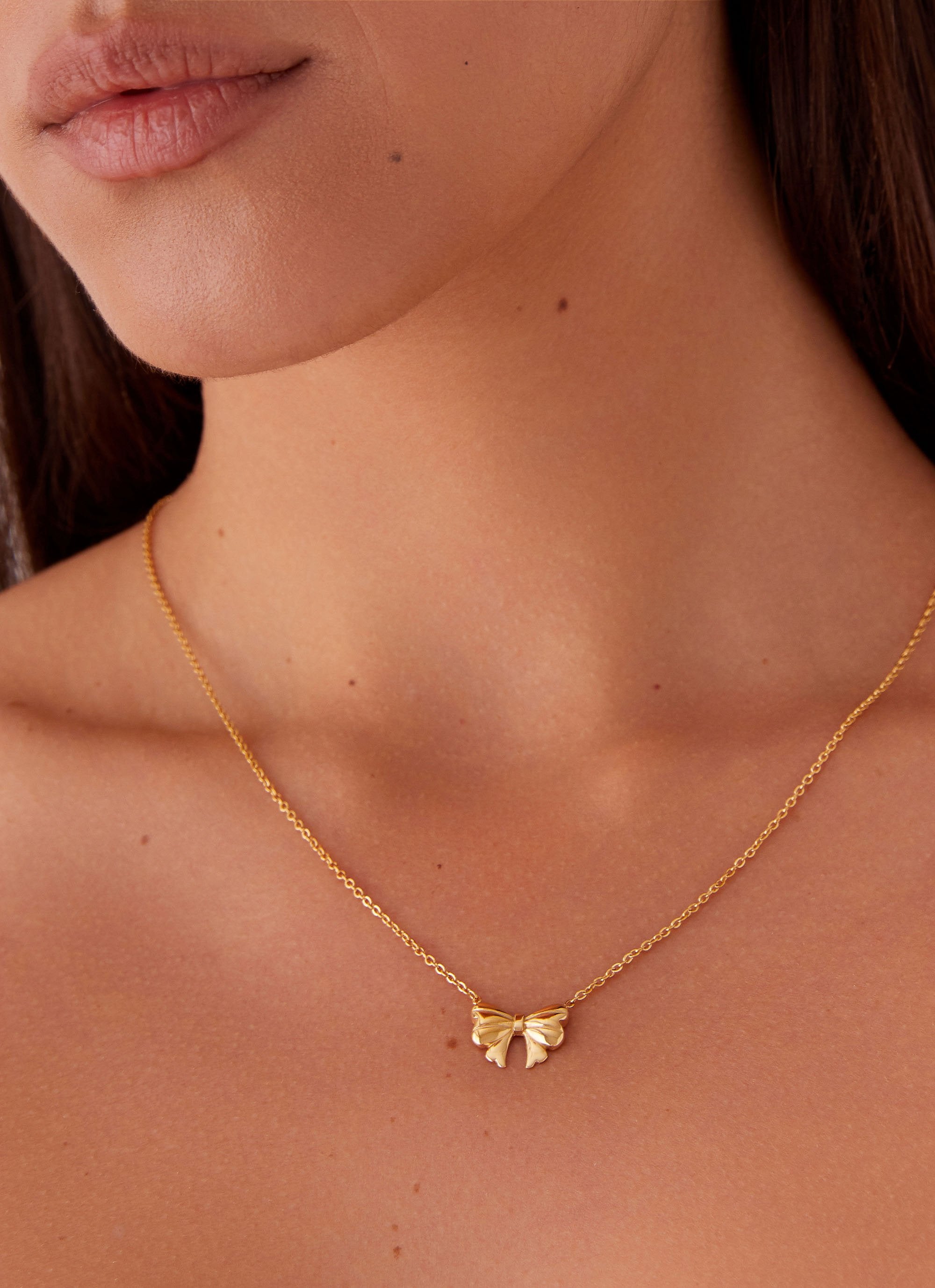 Sweetheart Bow Necklace - Gold