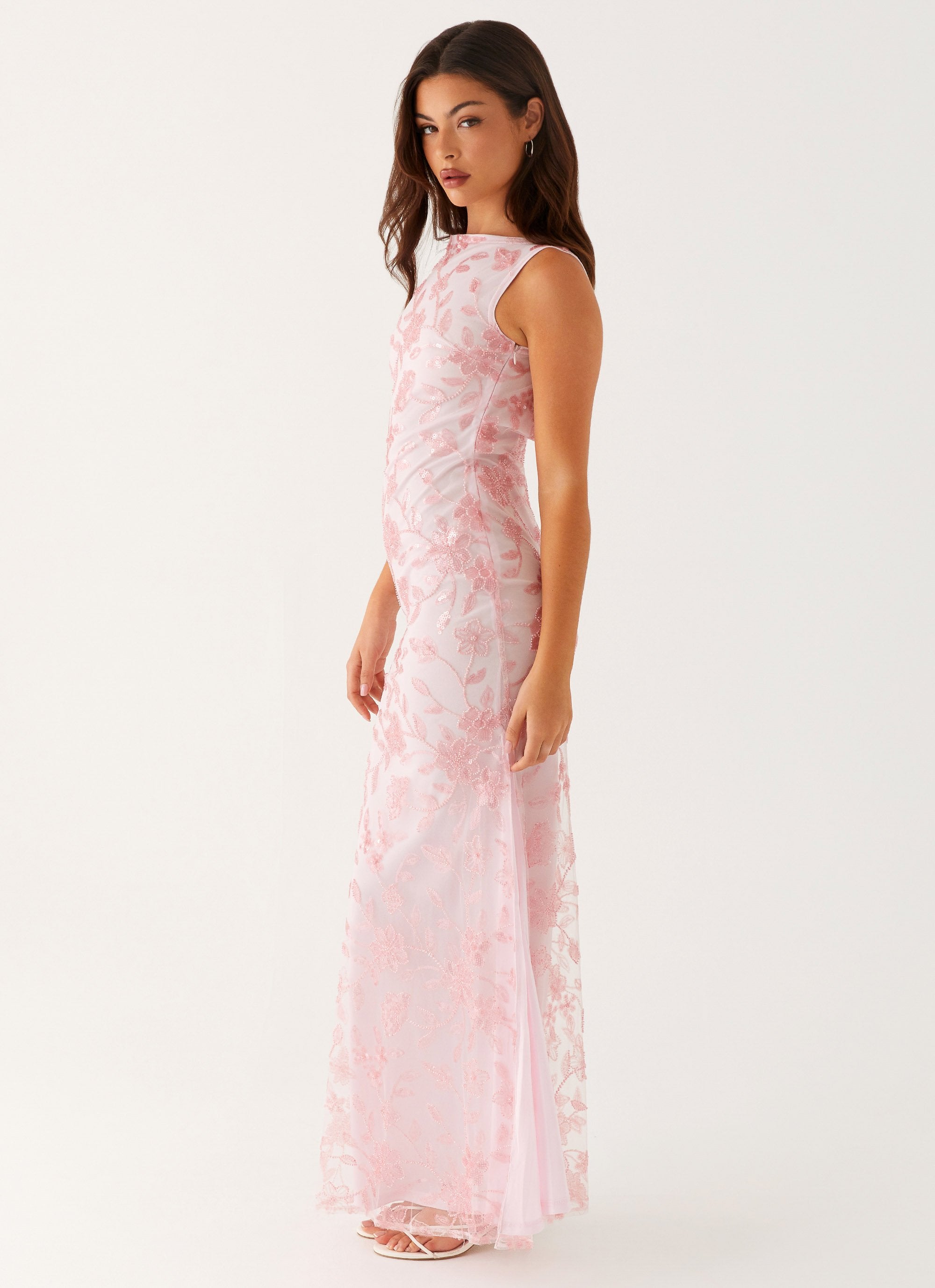 Moorey High Neck Maxi Dress - Pink