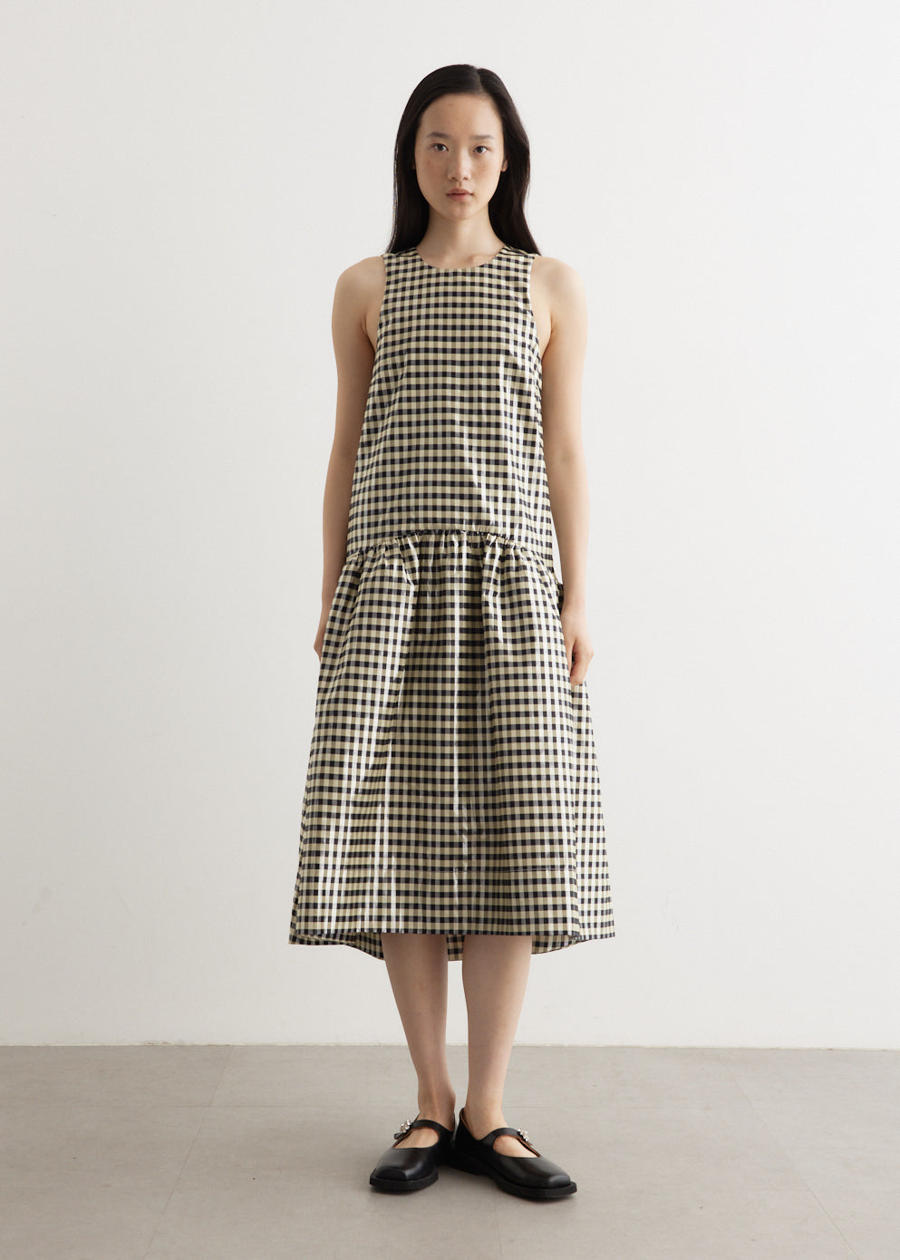 Shiny Check Jacquard Midi Dress