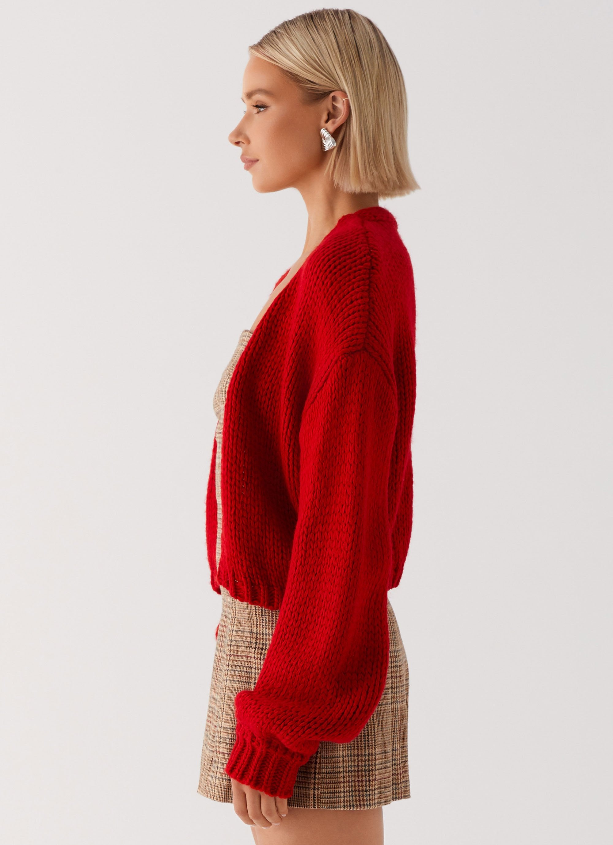 Jasleen Knit Cardigan - Red