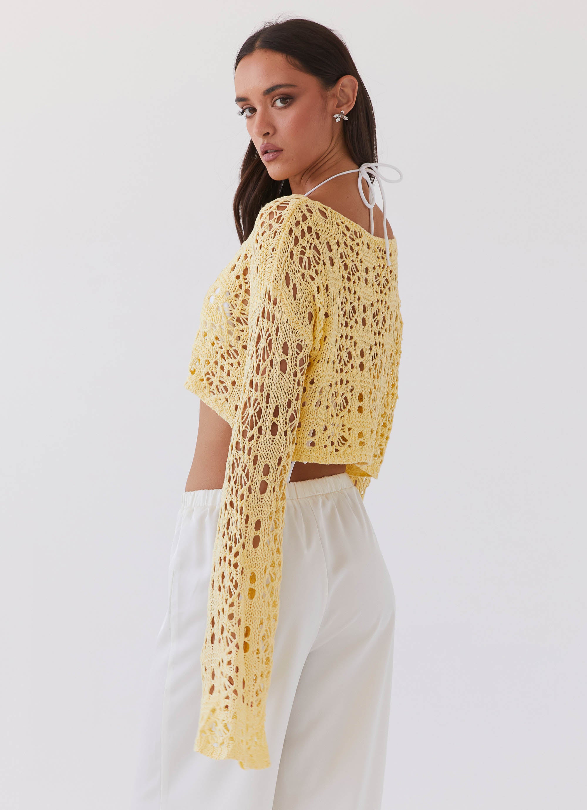 Free Mind Crochet Long Sleeve Top - Marigold