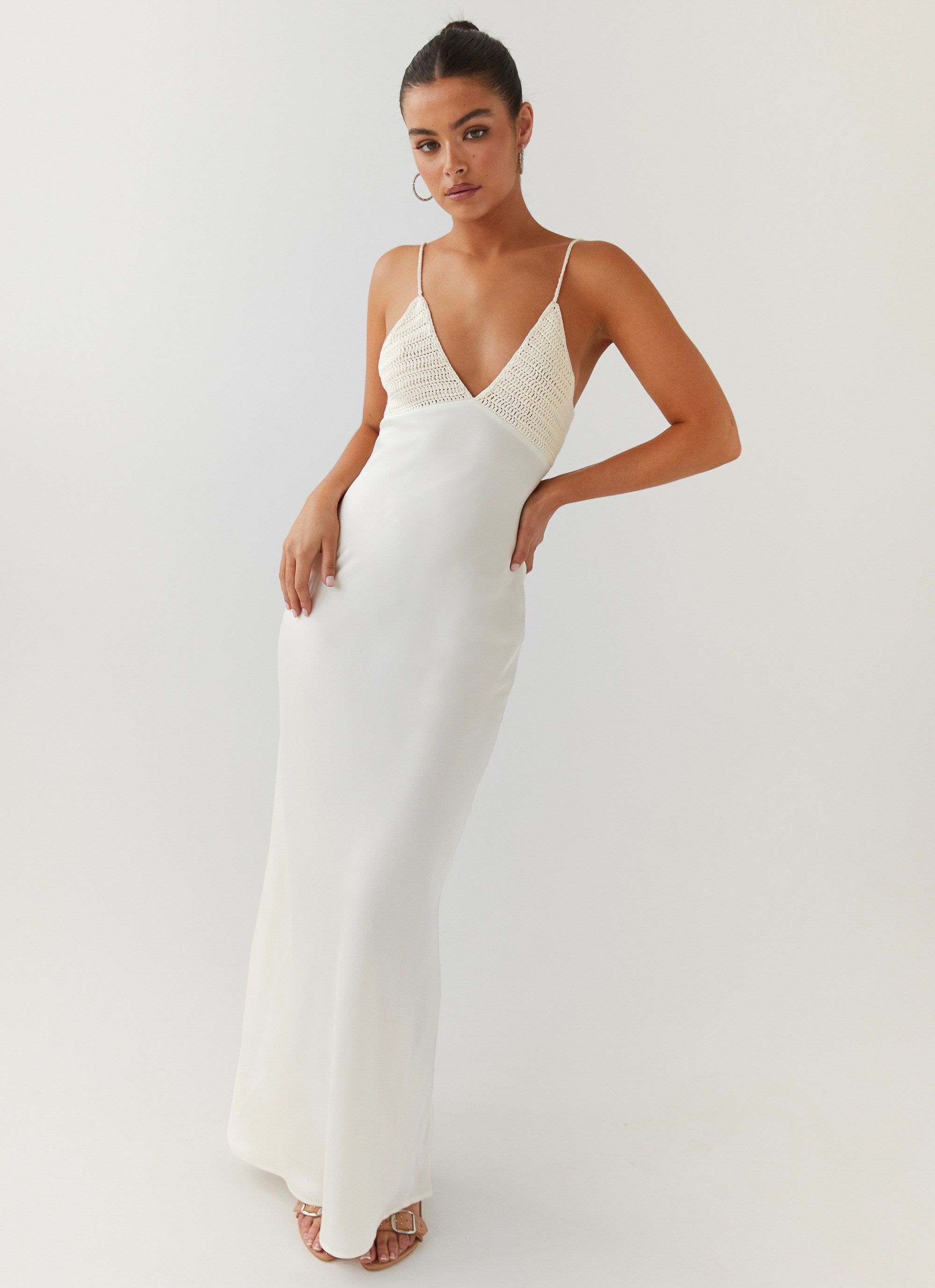 Perfect World Satin Maxi Dress - Pearl Dove