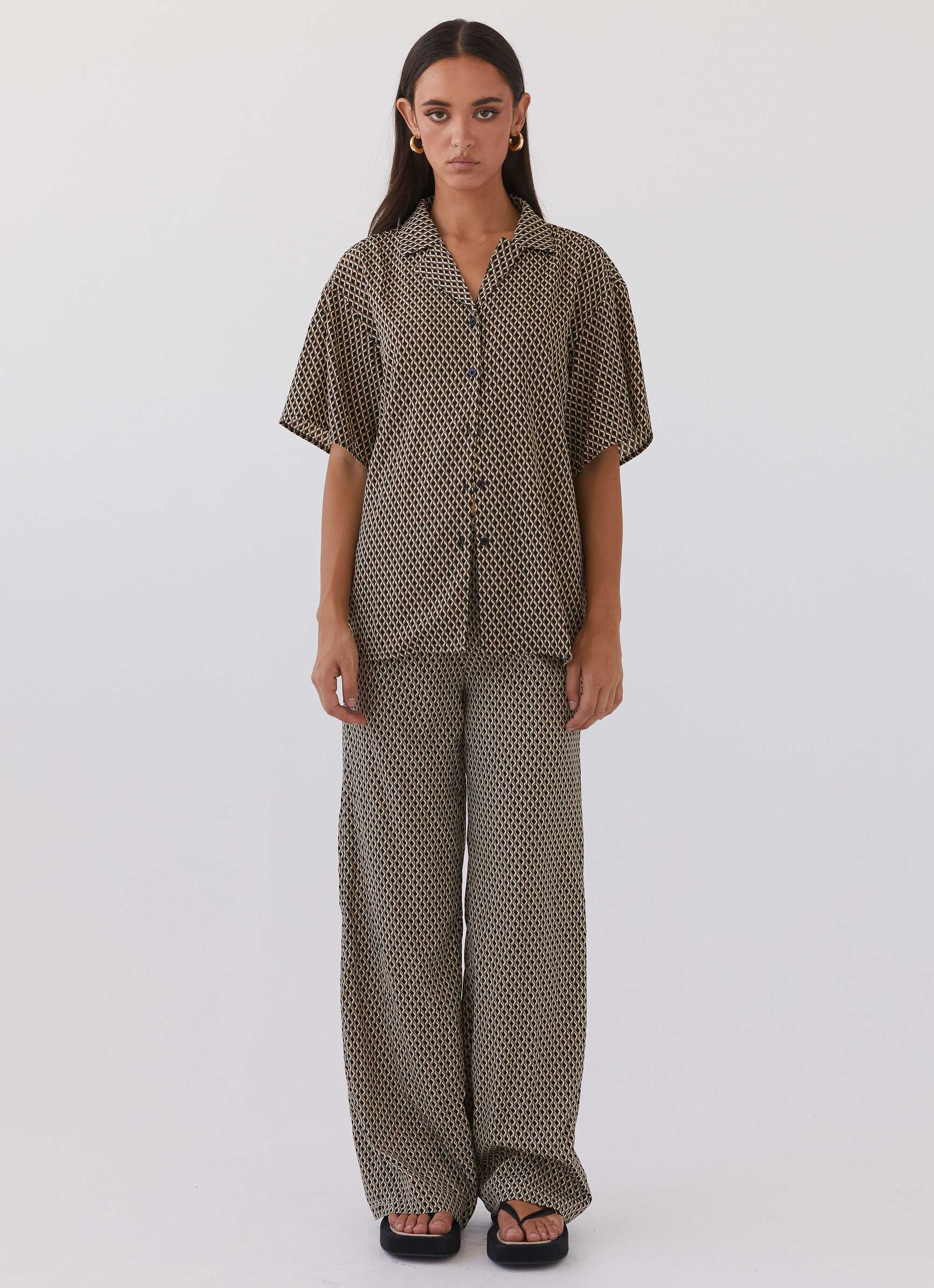 Bruno Oversized Shirt - Brown Geo