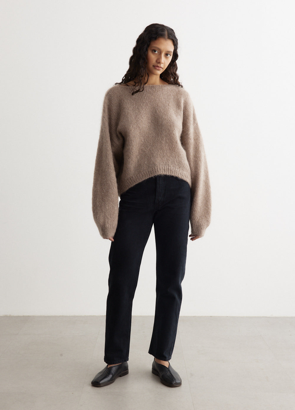 Boxy Mohair Boatneck Knit