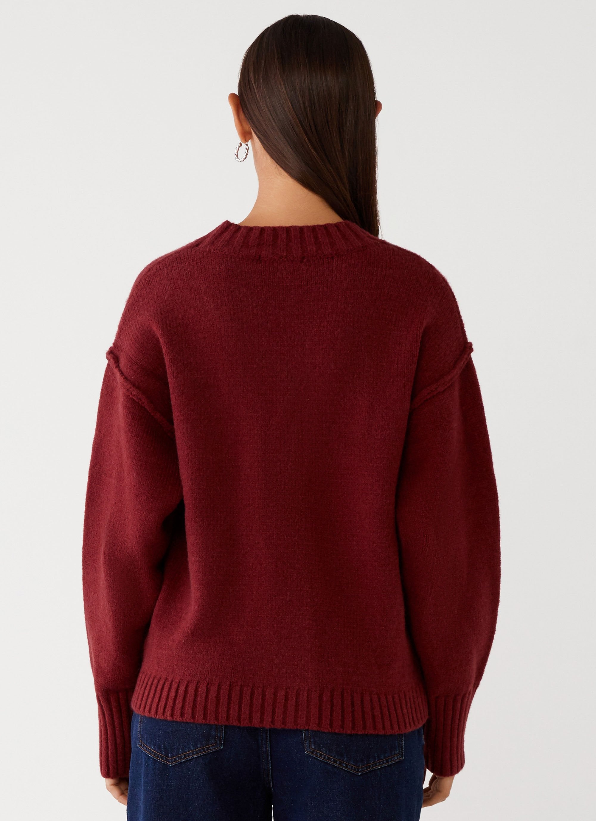 Tell Me More Oversized Cardigan - Maroon