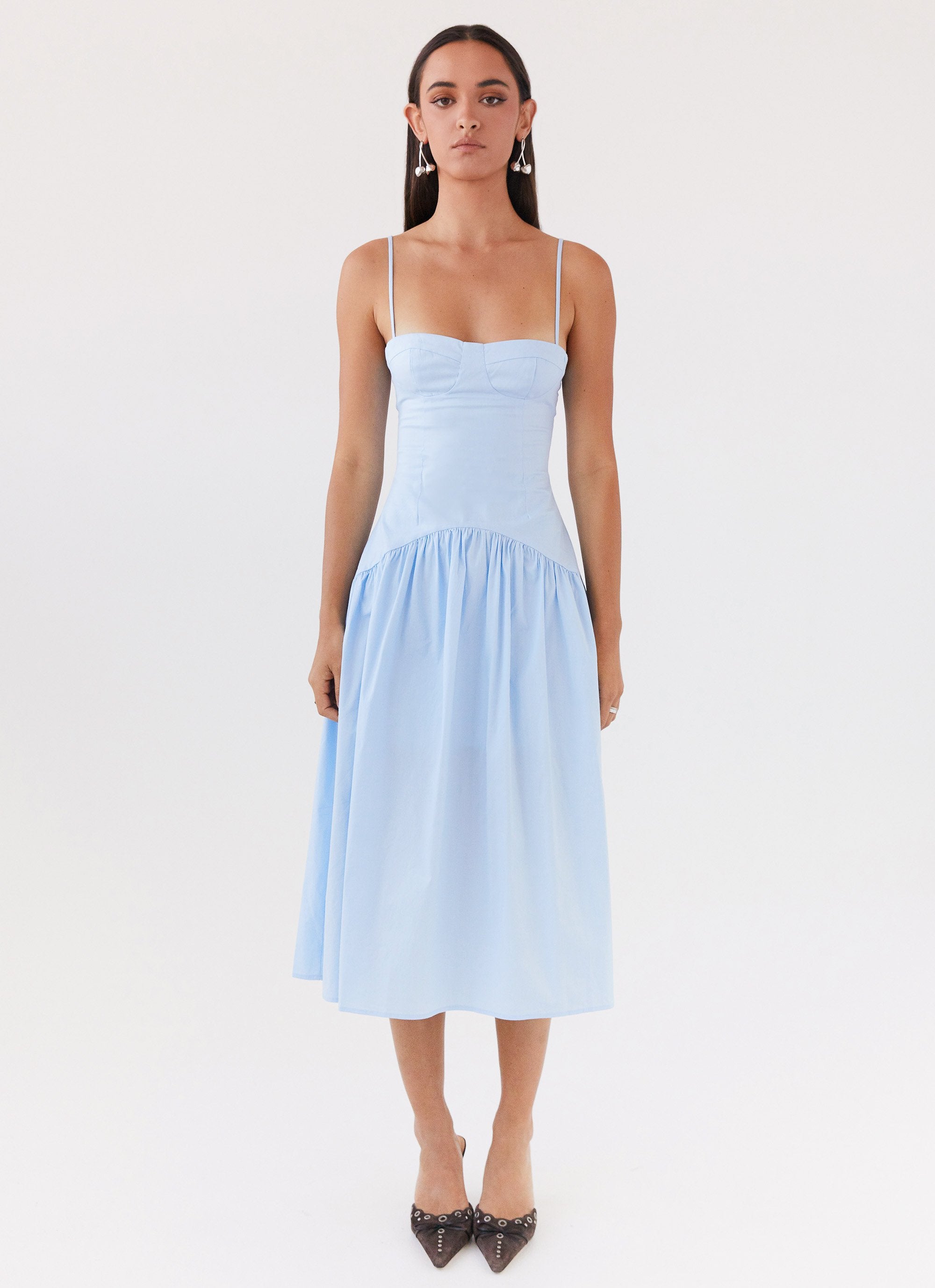 Yvette Corset Midi Dress - Blue