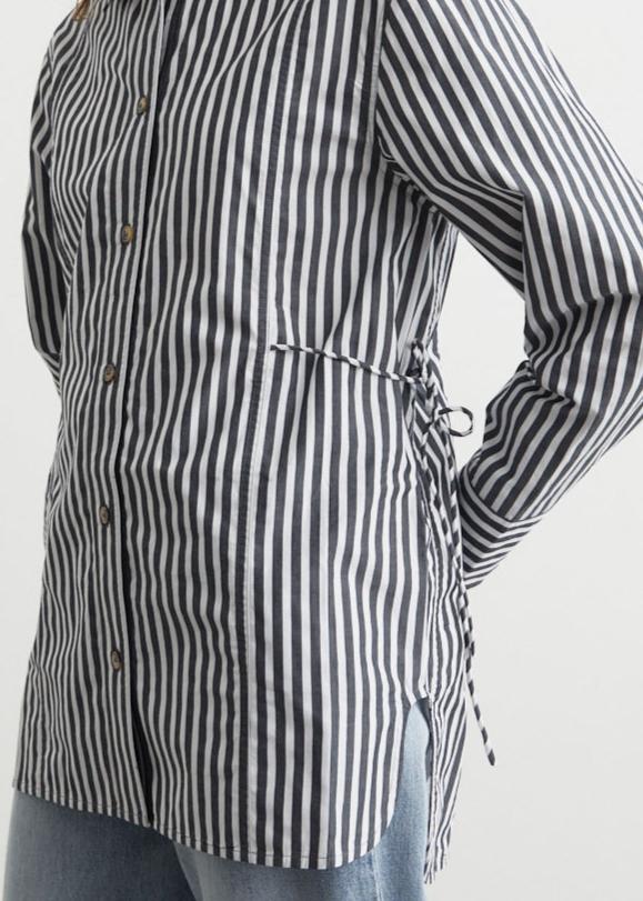 Stripe Oversized Tie String Shirt