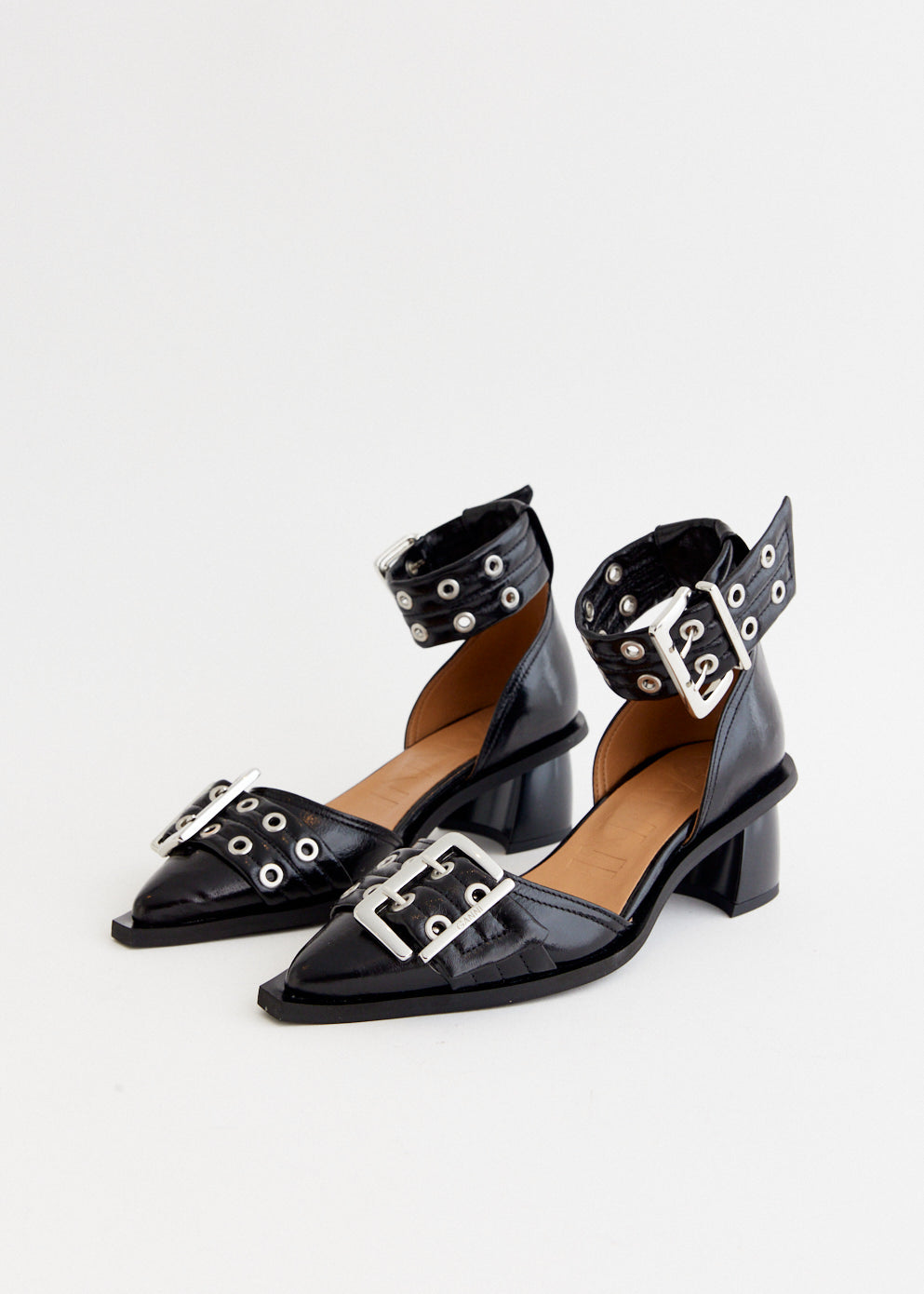 Feminine Buckle Open Cut Pumps