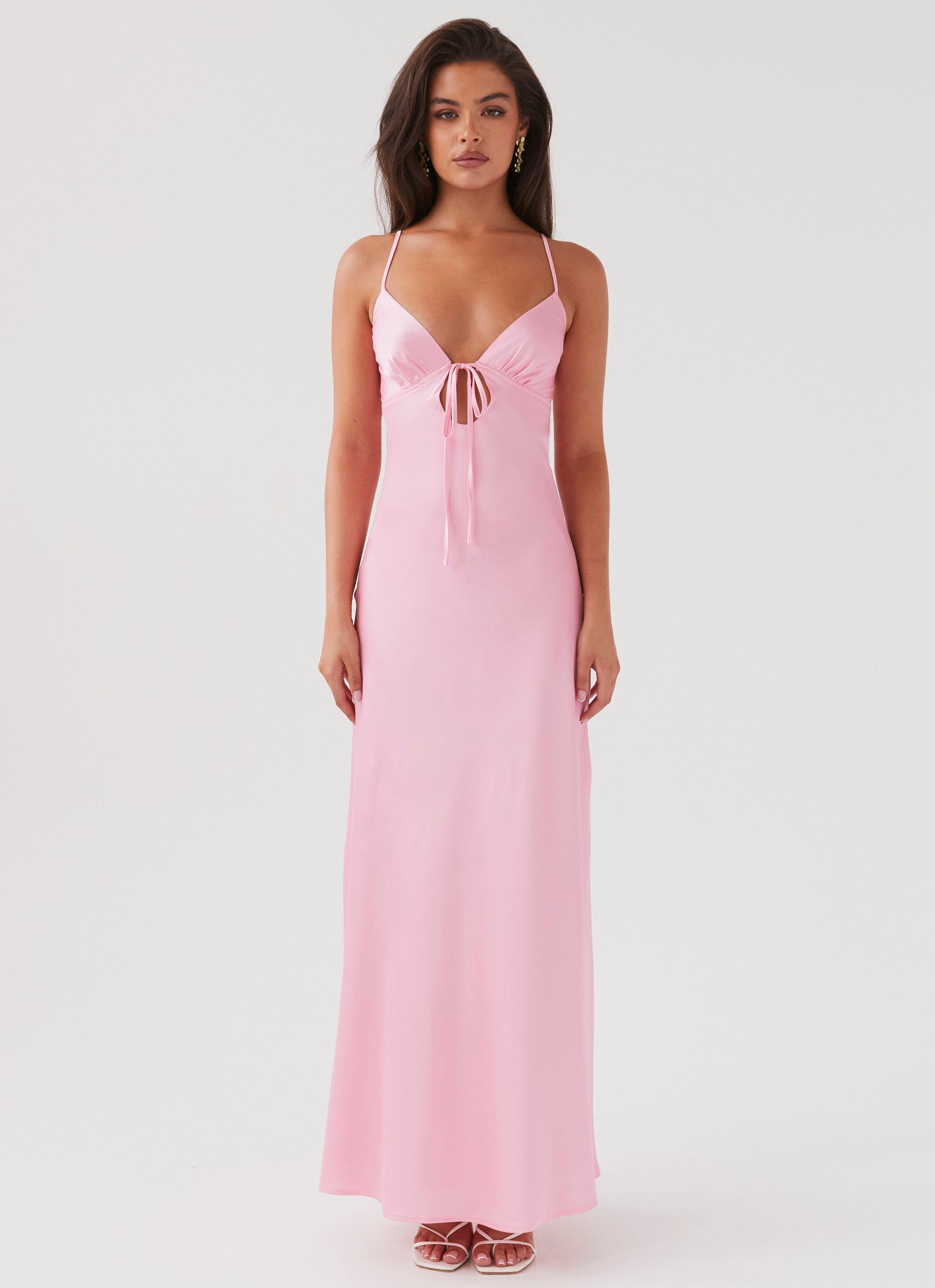 Flora Satin Maxi Dress - Candy