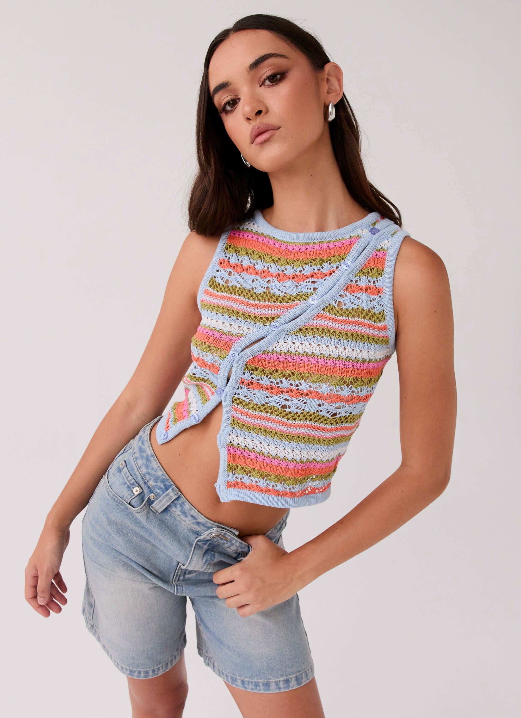 Chromatic Charm Knit Top - Citrus Oasis