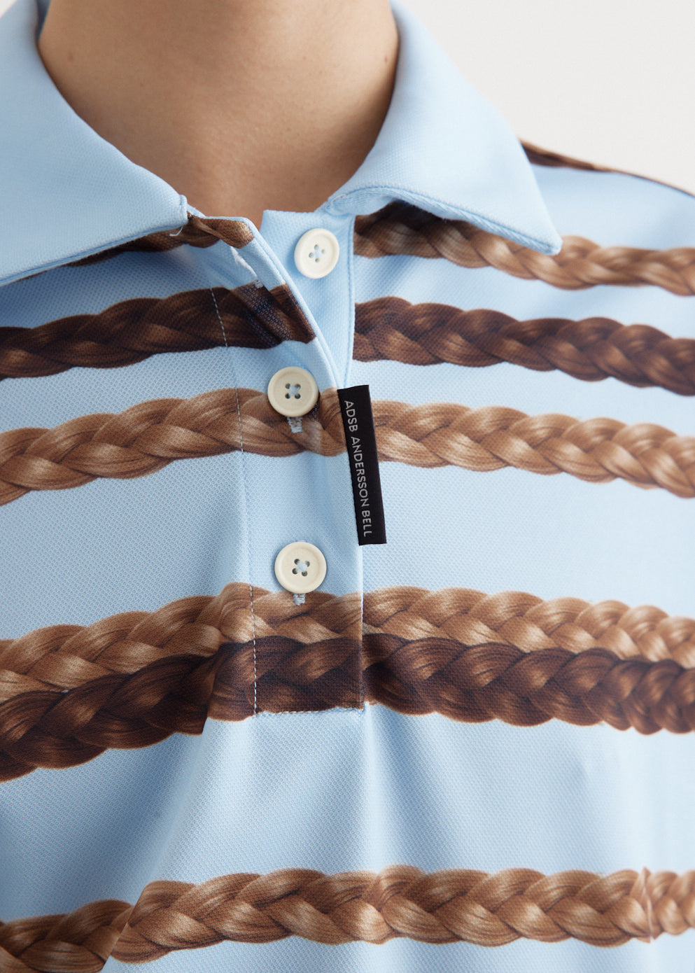 Hair Braid Stripe Collar T-Shirt