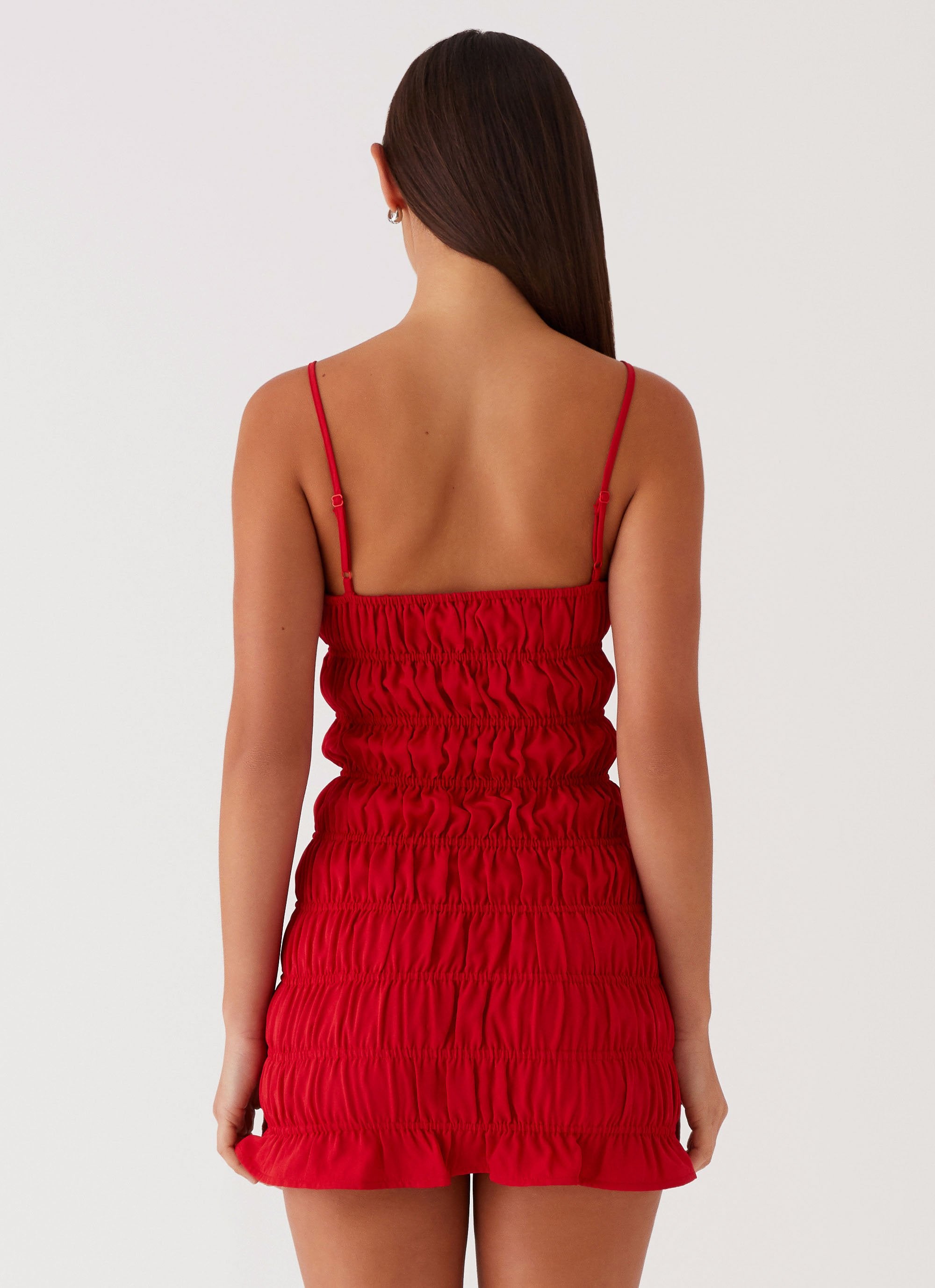 Part Timer Ruched Mini Dress - Red