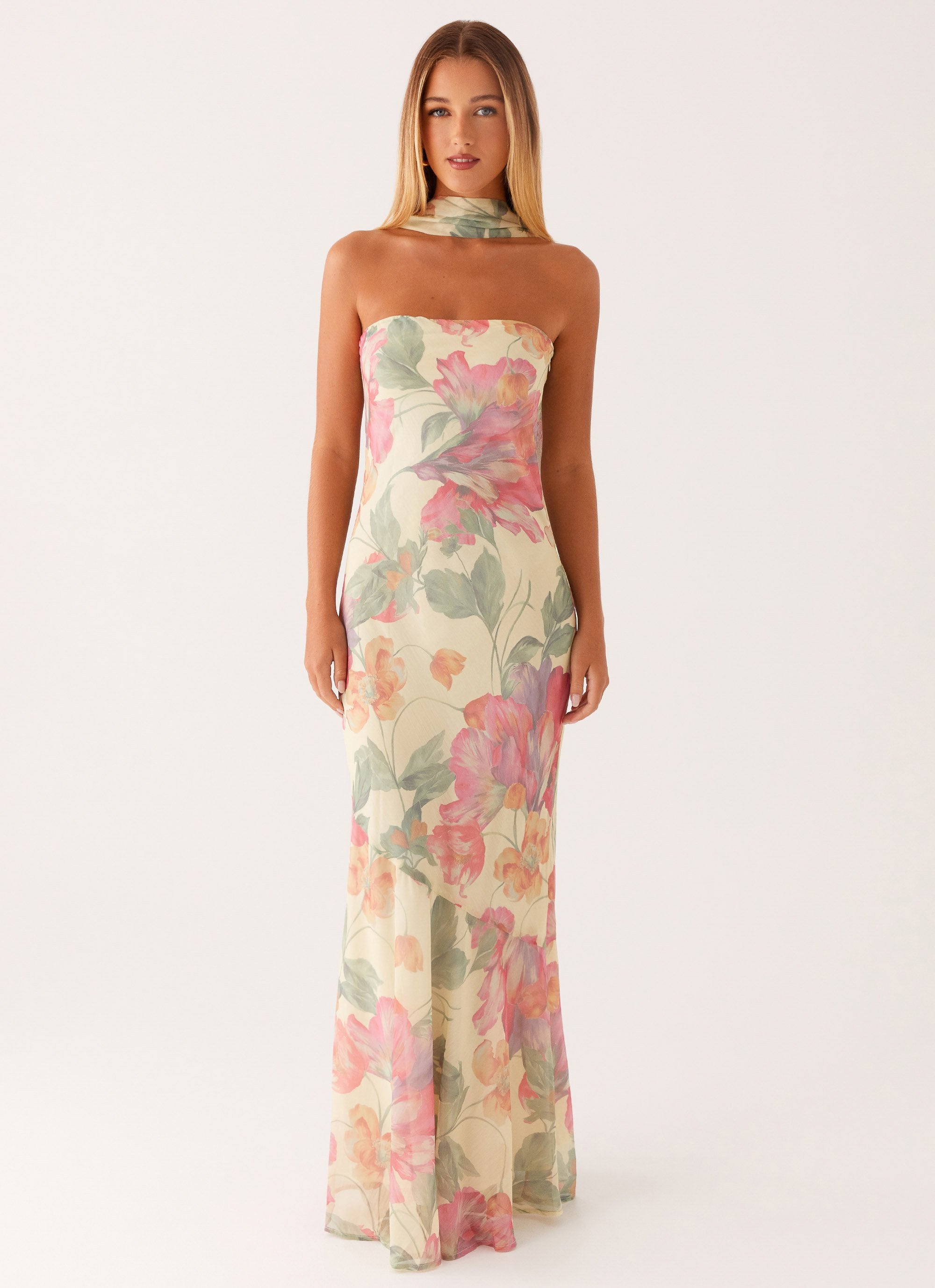 Under The Pagoda Maxi Dress - Yellow Peony