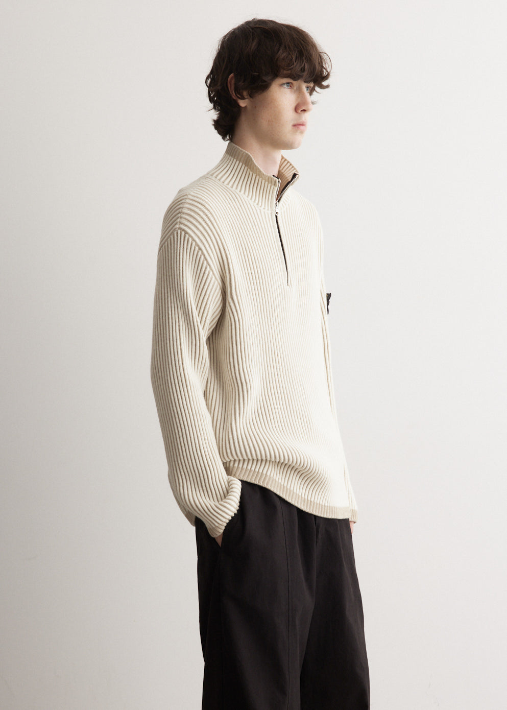 Half Zip Two Colour Rib Knit