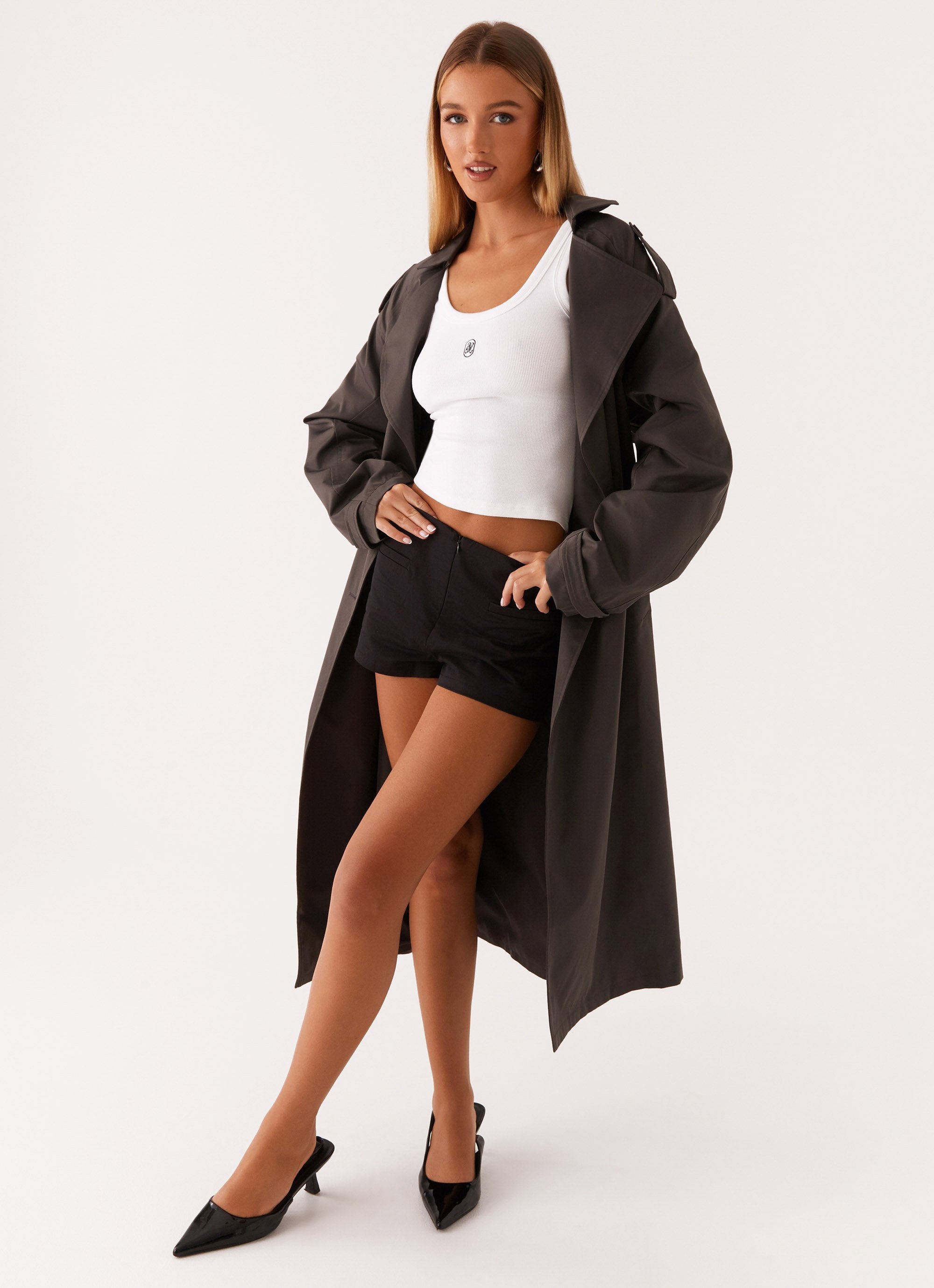 Brighton Oversized Trench Coat - Grey