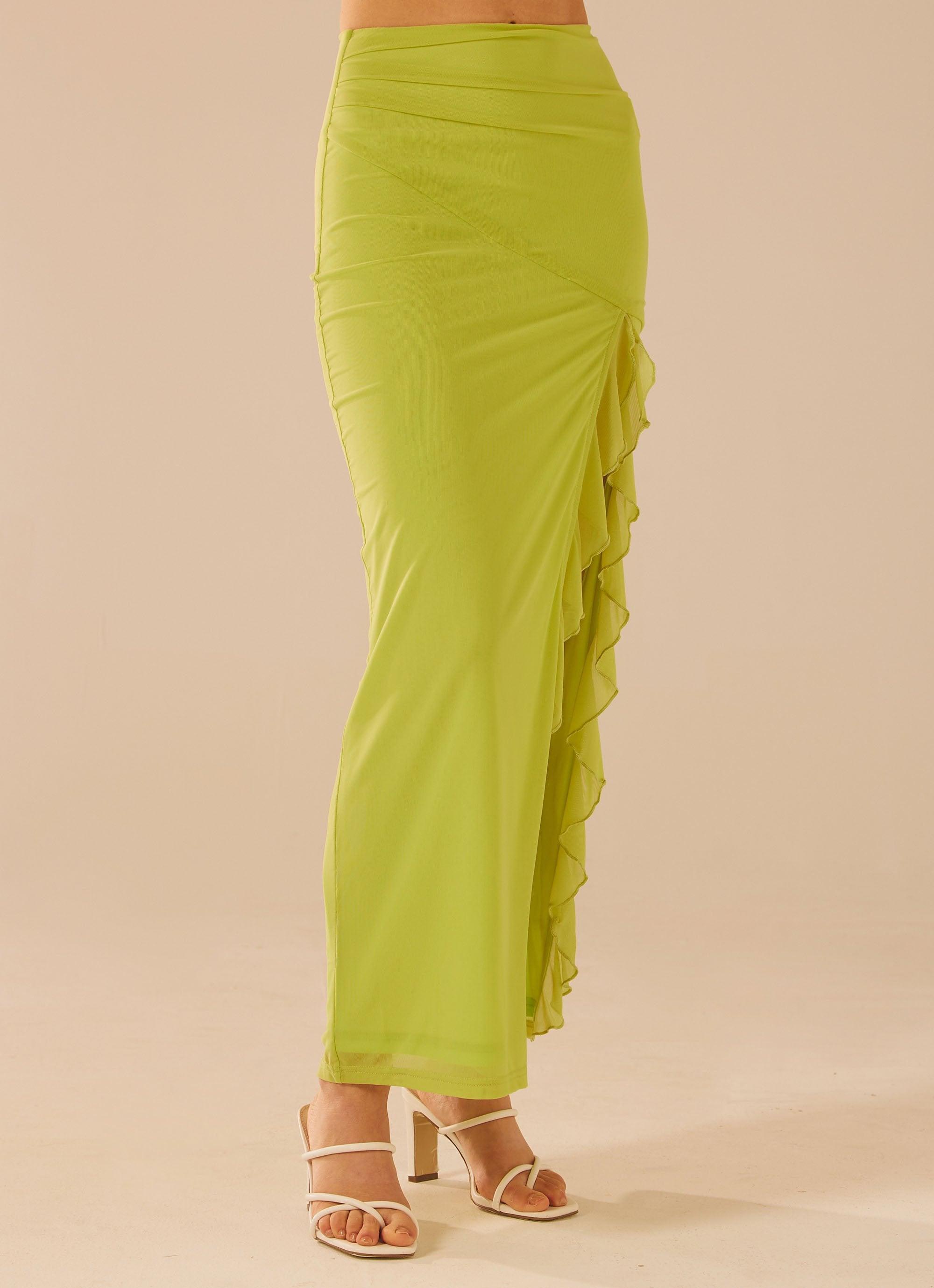 Bittersweet Mesh Maxi Skirt - Fern