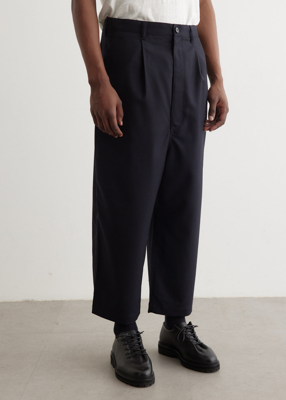 Wool Gabardine Dropped Trousers