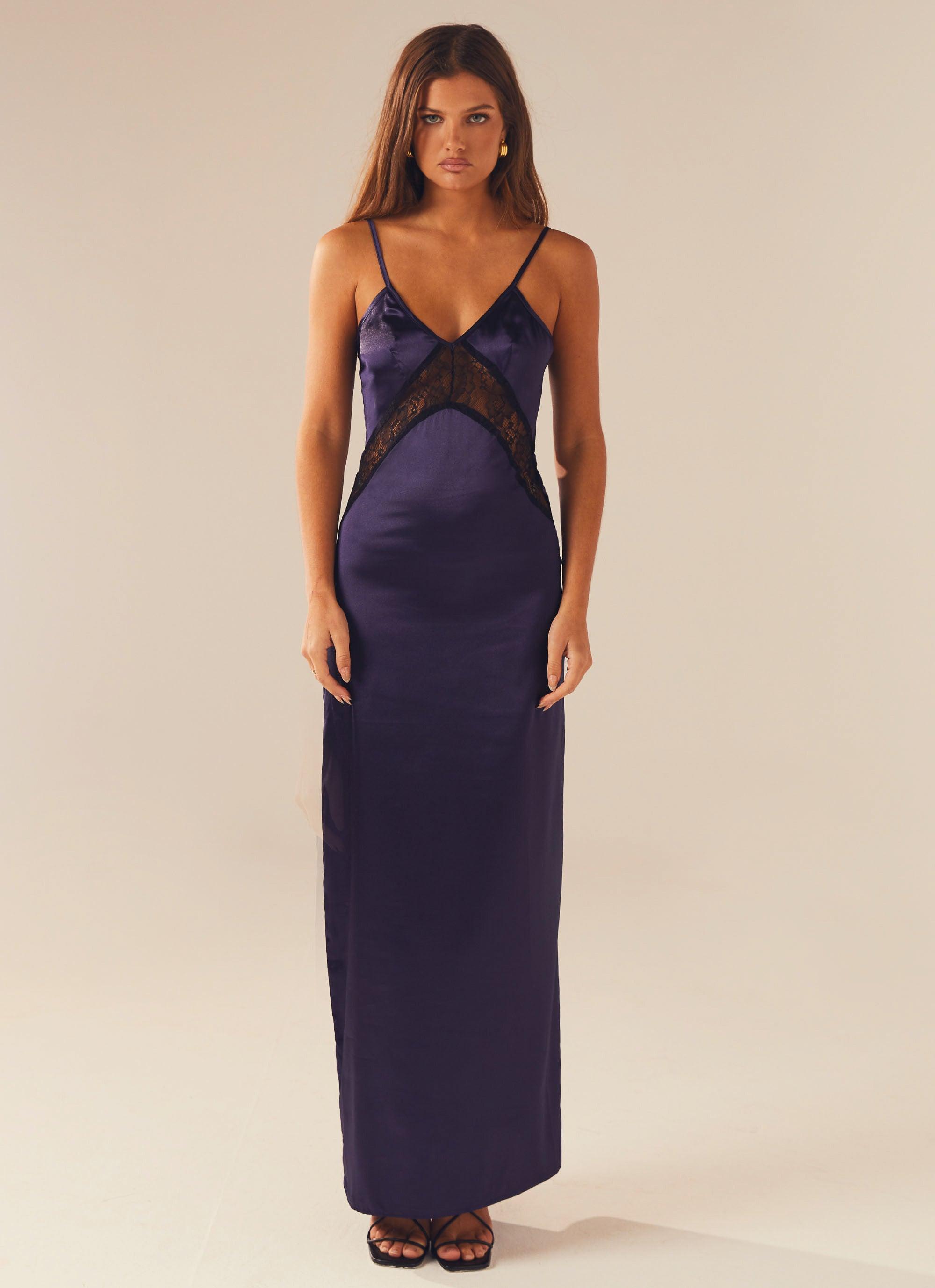 Lucille Satin Maxi Dress - Midnight Blue