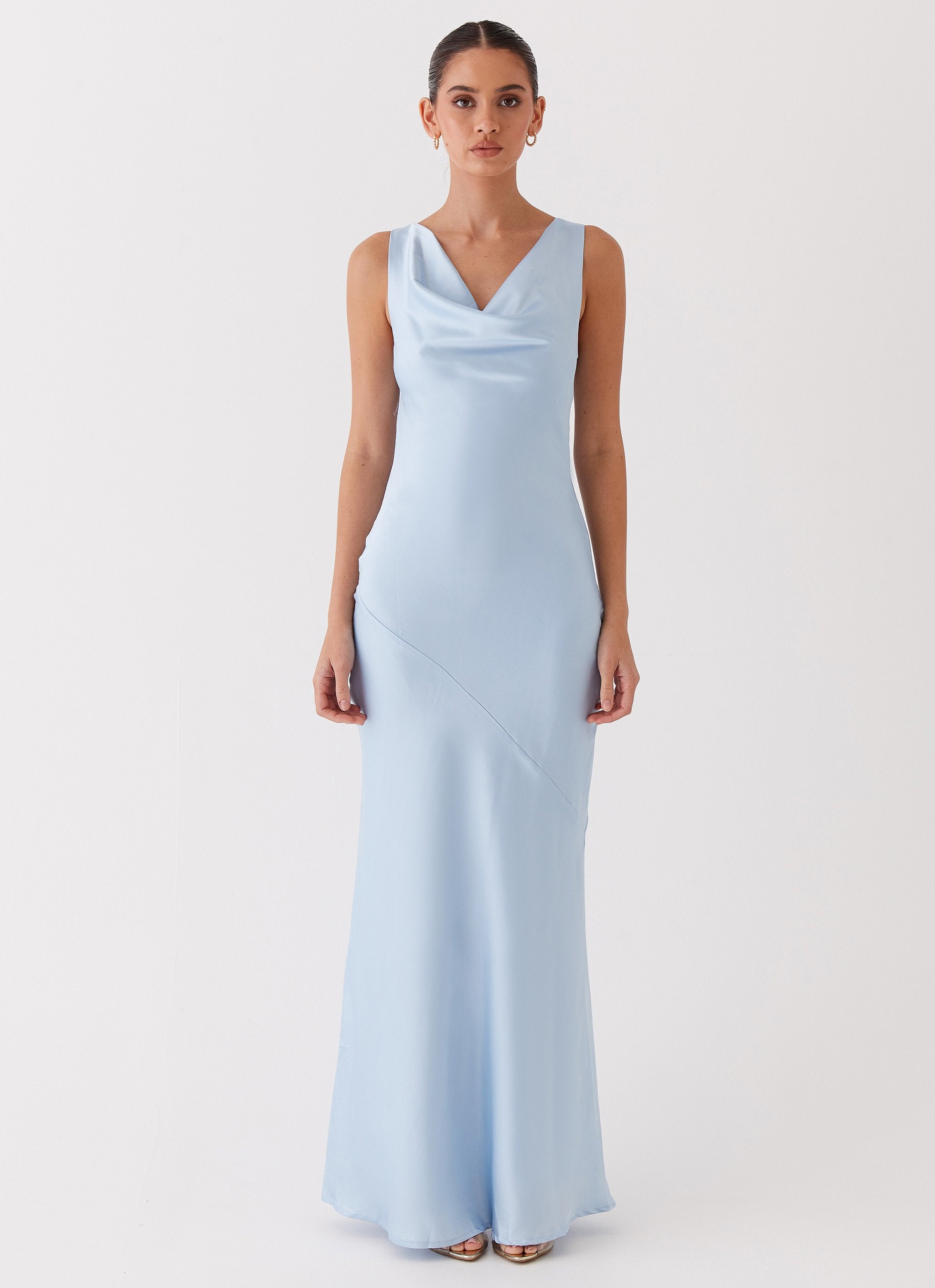 Be Mine Satin Maxi Dress - Blue