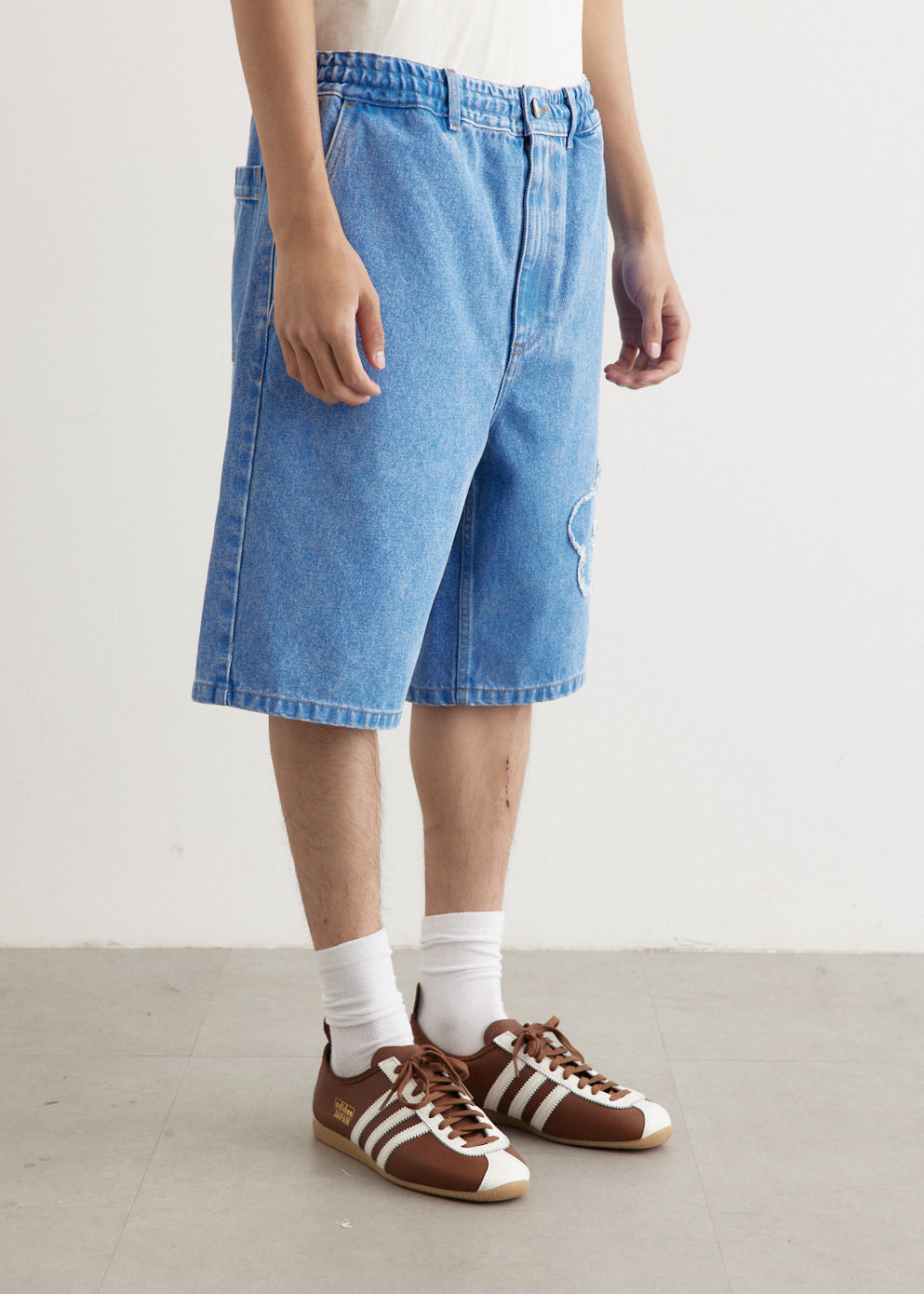 Flower Patch Bleached Denim Shorts