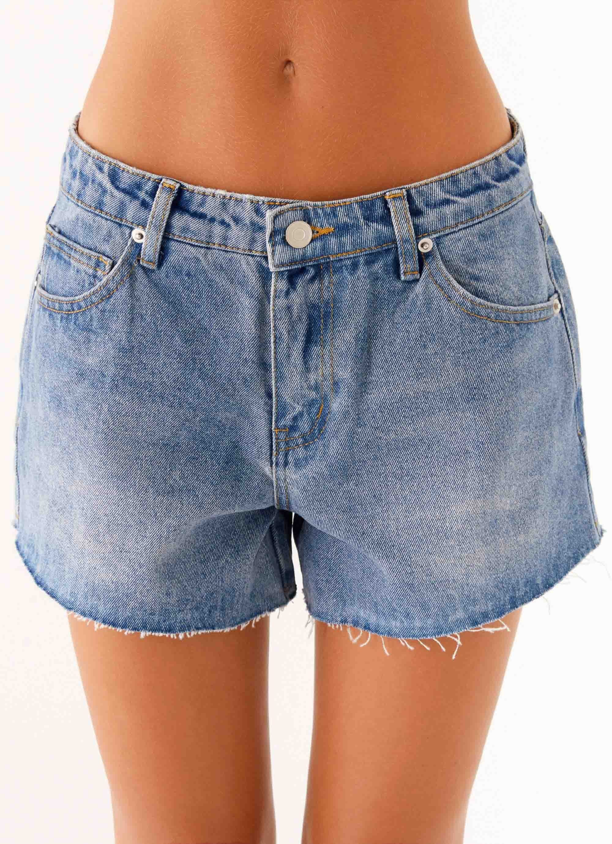 Davie Low Rise Denim Shorts - Blue