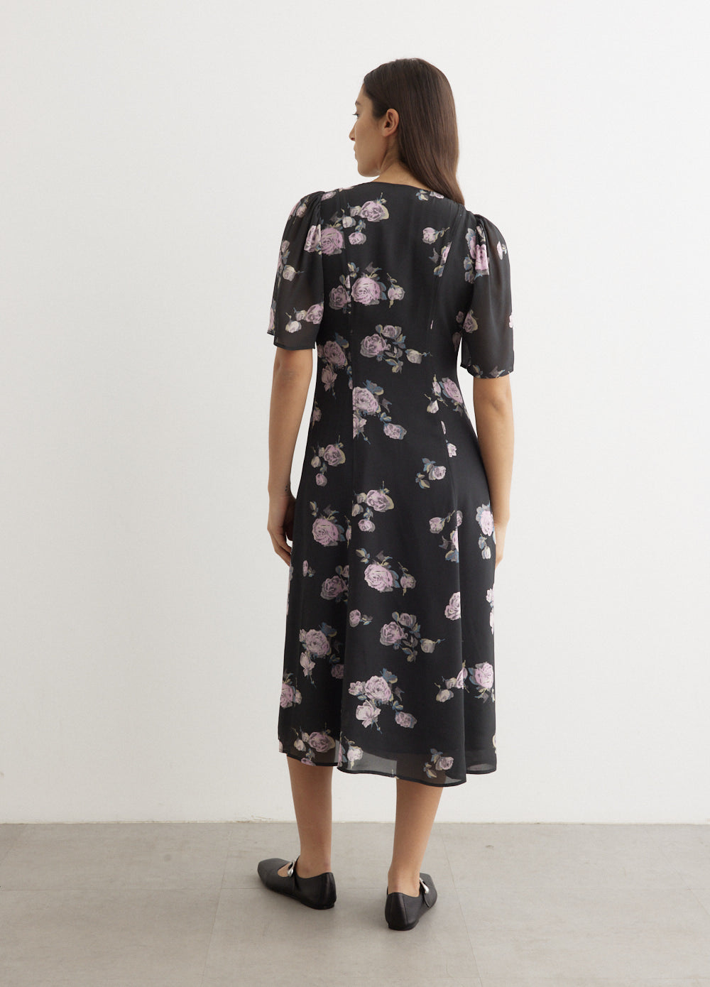 Fluid Crepe Wrap Midi Dress