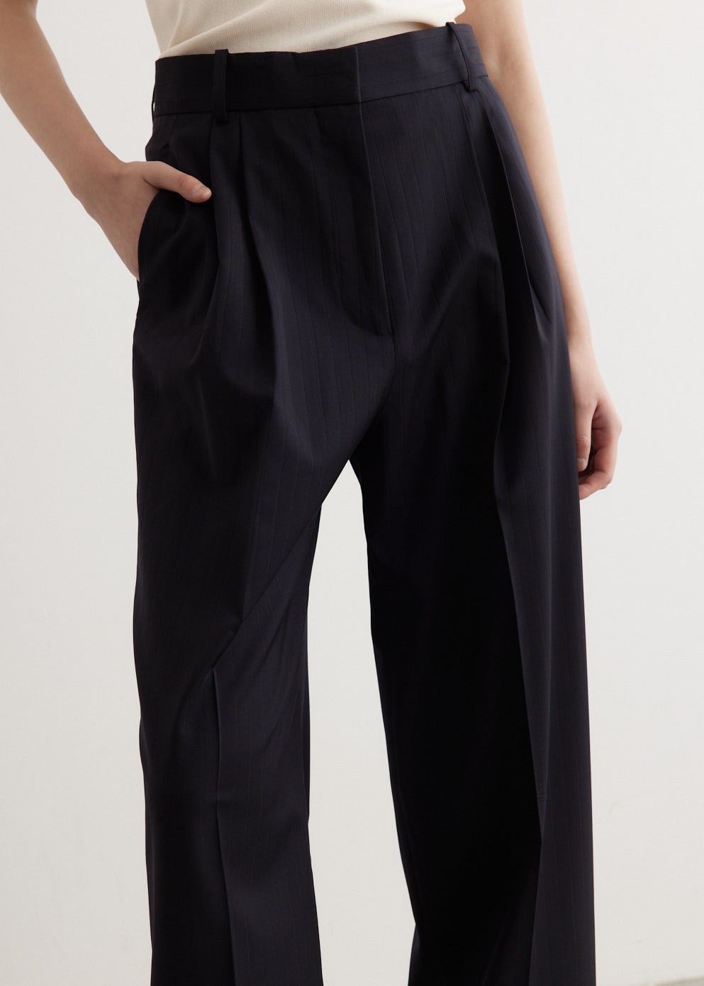 Wide Leg Pleated Trousers