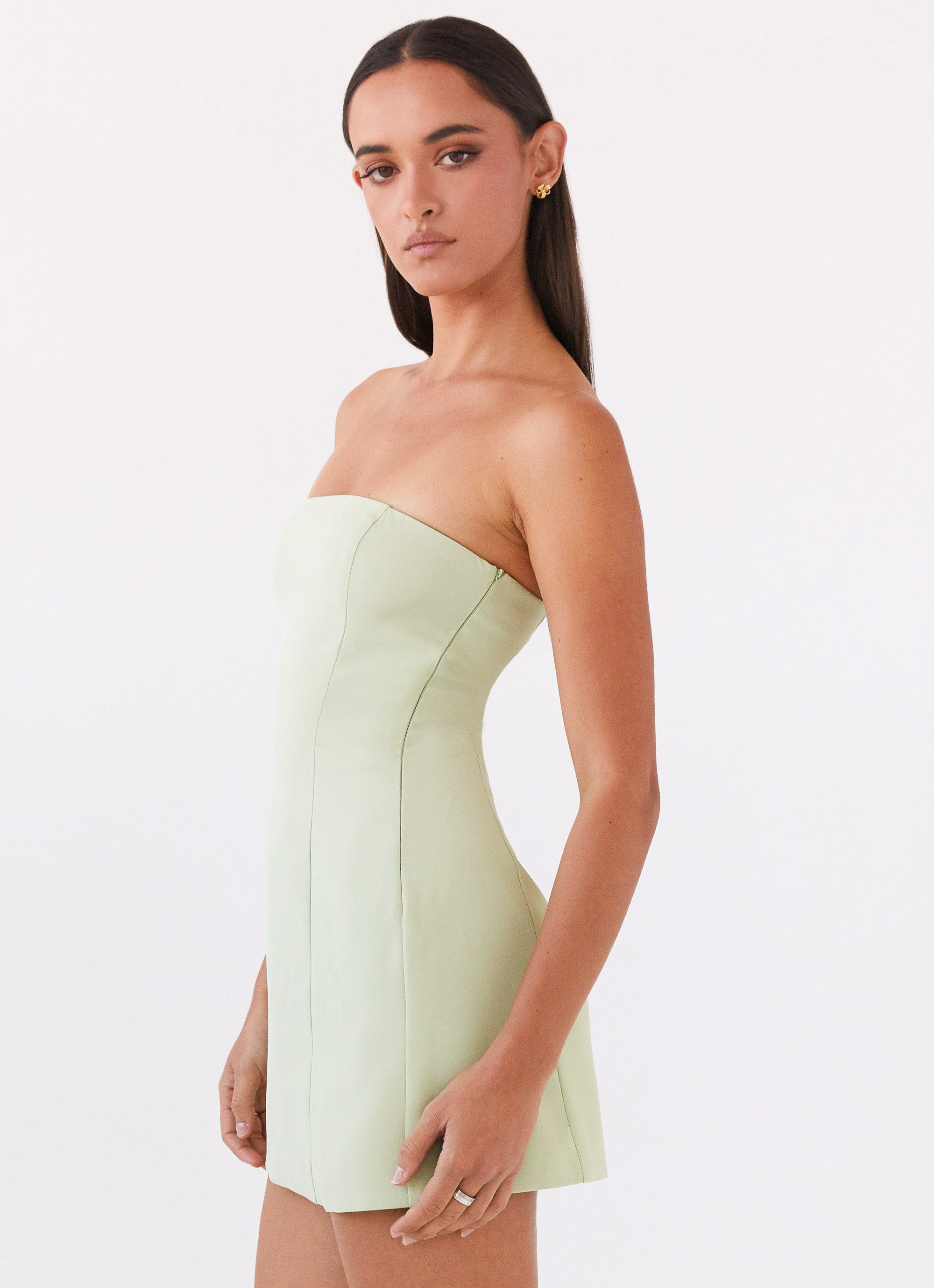 Ayanna Strapless Mini Dress - Green Zest